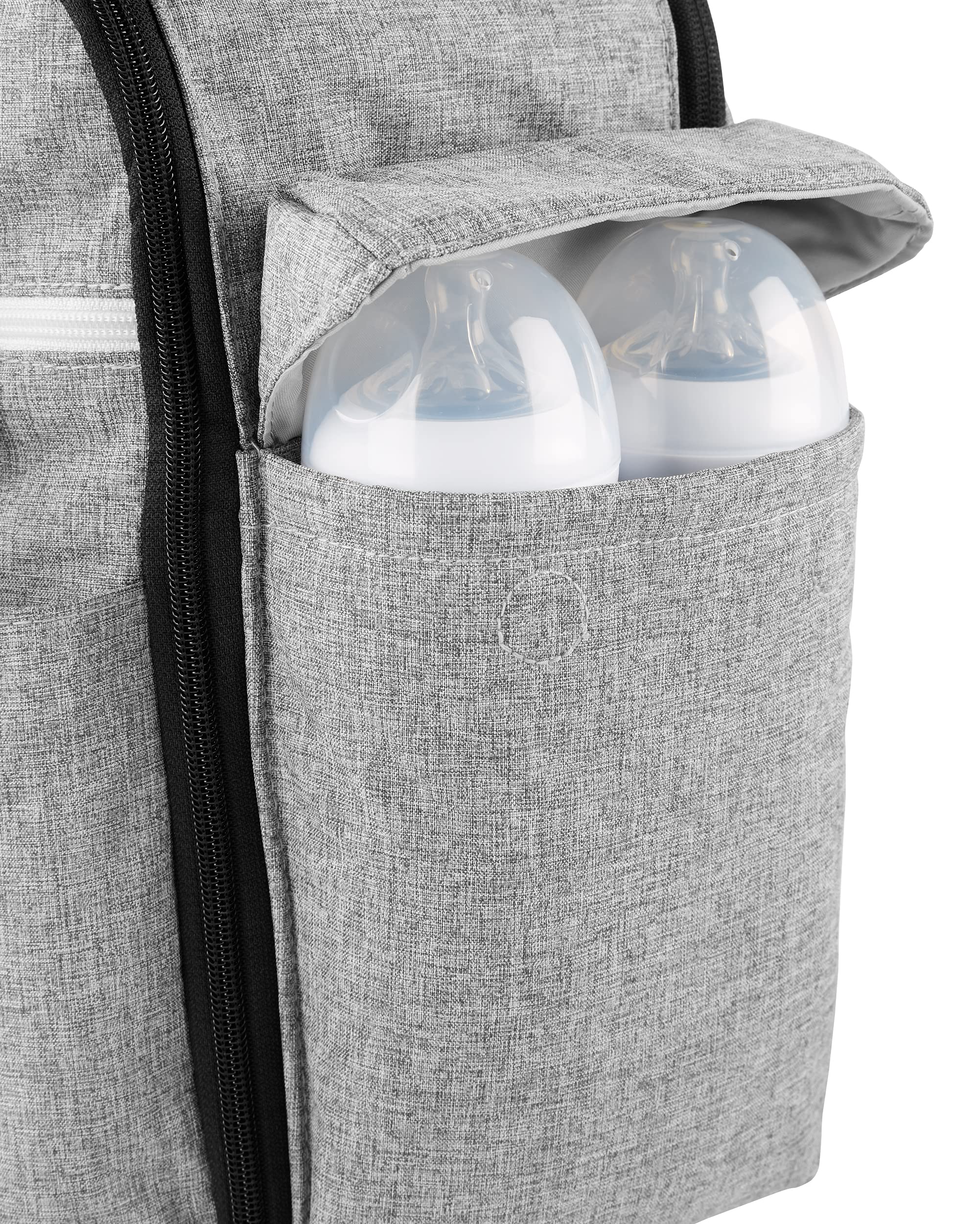 Skip Hop Diaper Bag Backpack - Extra Large Capacity Baby Bag with Changing Pad & Stroller Straps | Grey Melange Weekender for Travel, Outings & Daily Use with Toddlers
