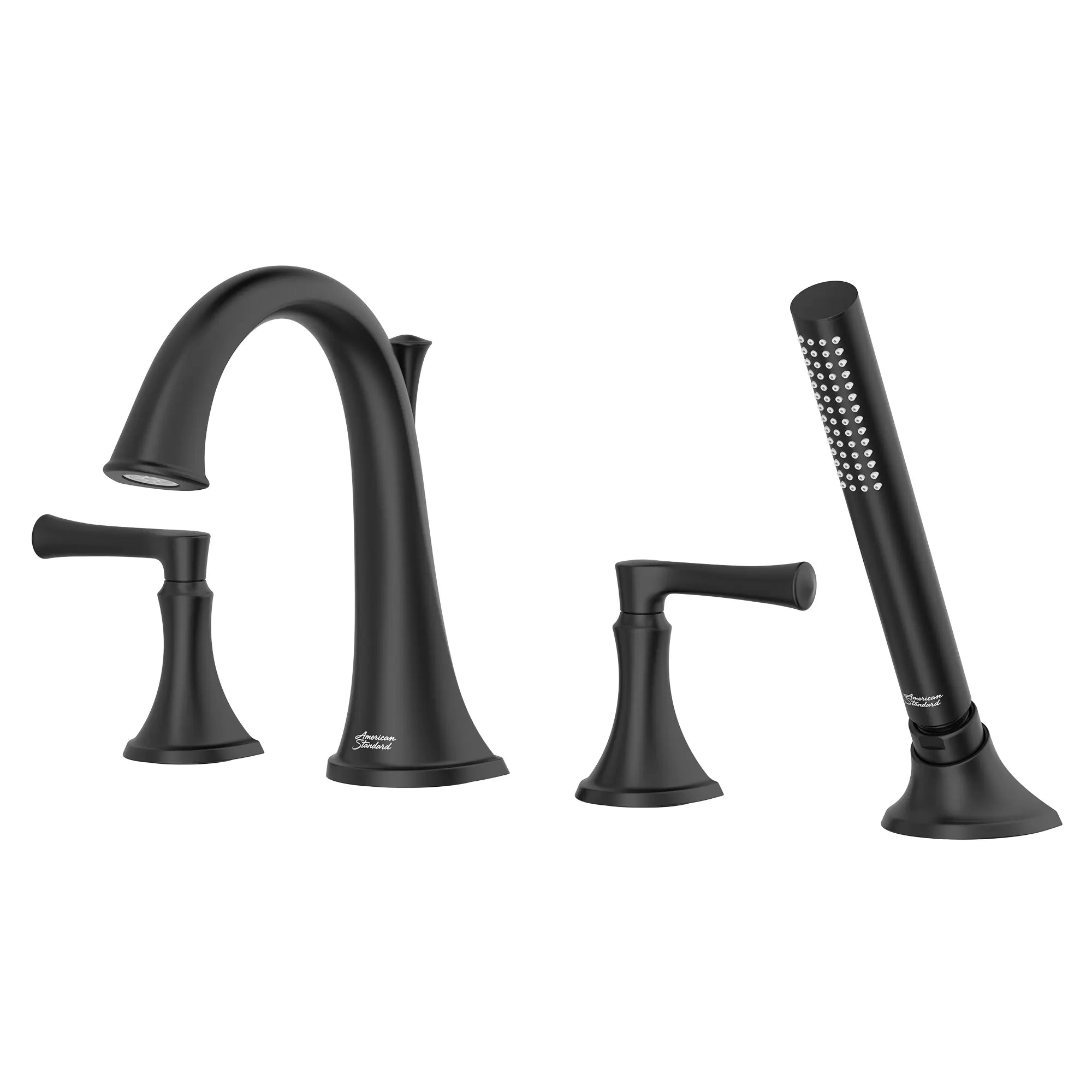 Premium Matte Black Estate Bathtub Faucet with Hand Shower - Compatible with Flash® Rough-In Valve - Lever Handle Design for Modern Bathrooms - Perfect for Spa-Like Relaxation and Daily Bathing