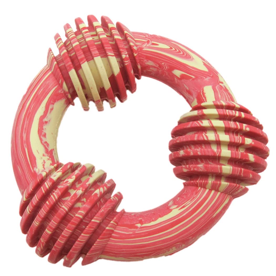 Durable Beef Flavor Dog Chew Ring Toy - 3.11 Inch Natural Rubber Teeth Cleaning & Teething Relief for Puppies & Adult Dogs - Perfect for Aggressive Chewers, Dental Health & Playtime Fun