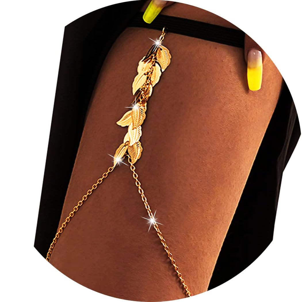 Boho Gold Thigh Body Chain - Elegant Leg Jewelry with Pendant for Women & Girls | Nightclub, Festival, Beach Party Accessories