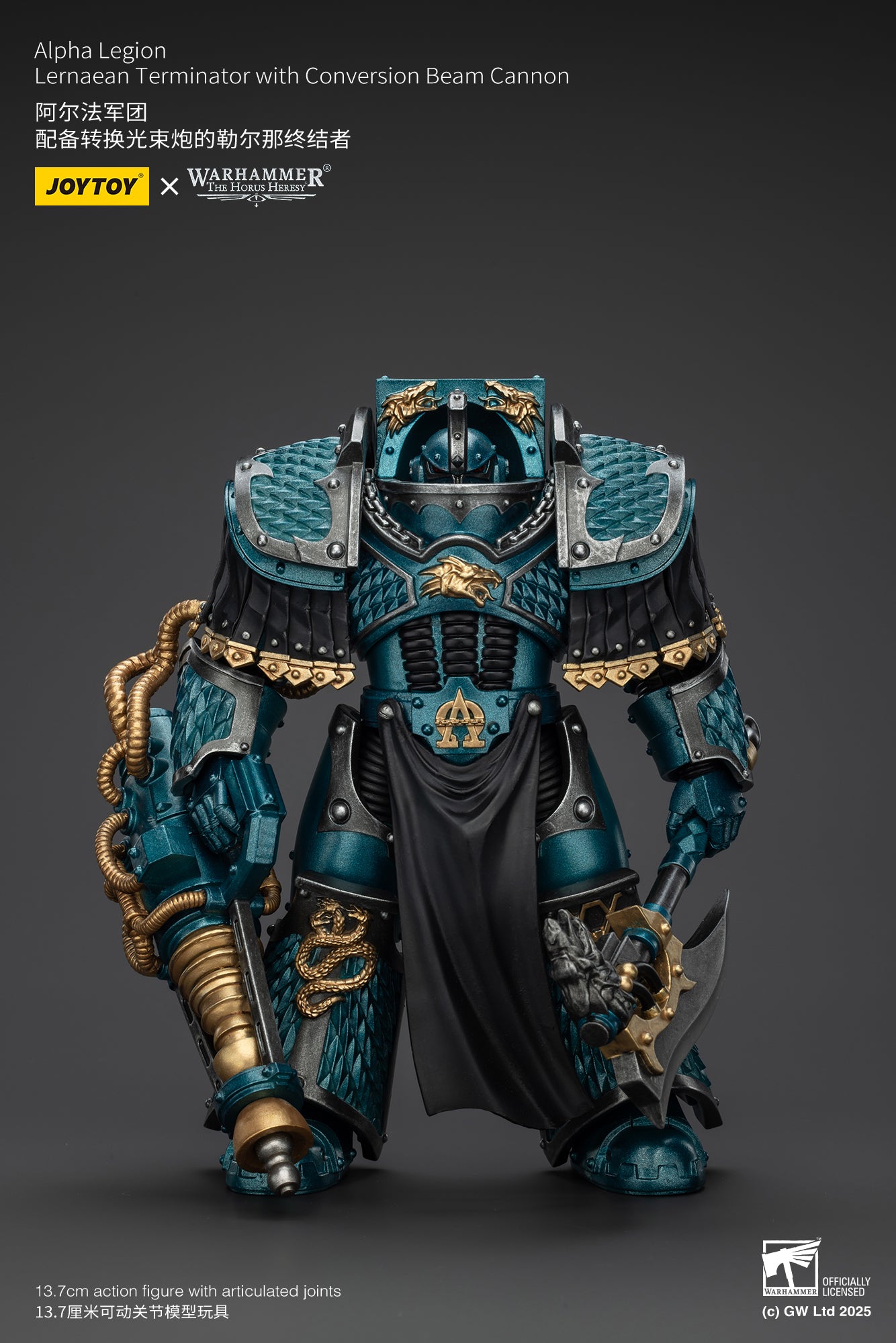 1/18 JOYTOY Warhammer The Horus Heresy Alpha Legion Lernaean Terminator Action Figure with Conversion Beam Cannon - Collectible Model for Warhammer 40K Fans, Display & Battle Scenes