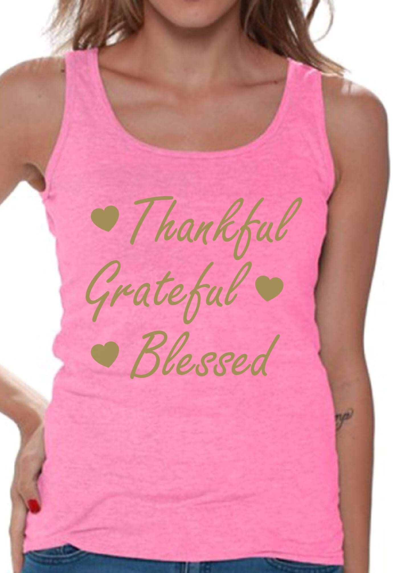 Thankful Grateful Blessed Thanksgiving Tank Top for Women - Soft & Comfortable Casual Wear for Holiday Gatherings & Family Dinners