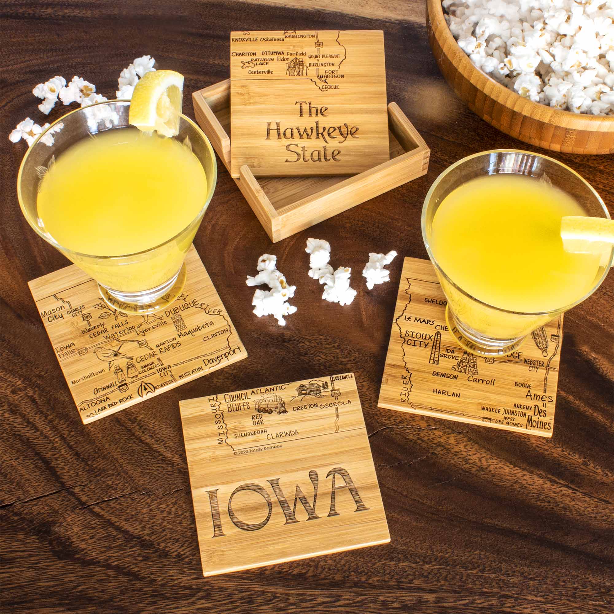 4-Piece Iowa State Puzzle Coaster Set with Protective Case - Perfect for Home, Office, and Gifts for Iowa Fans