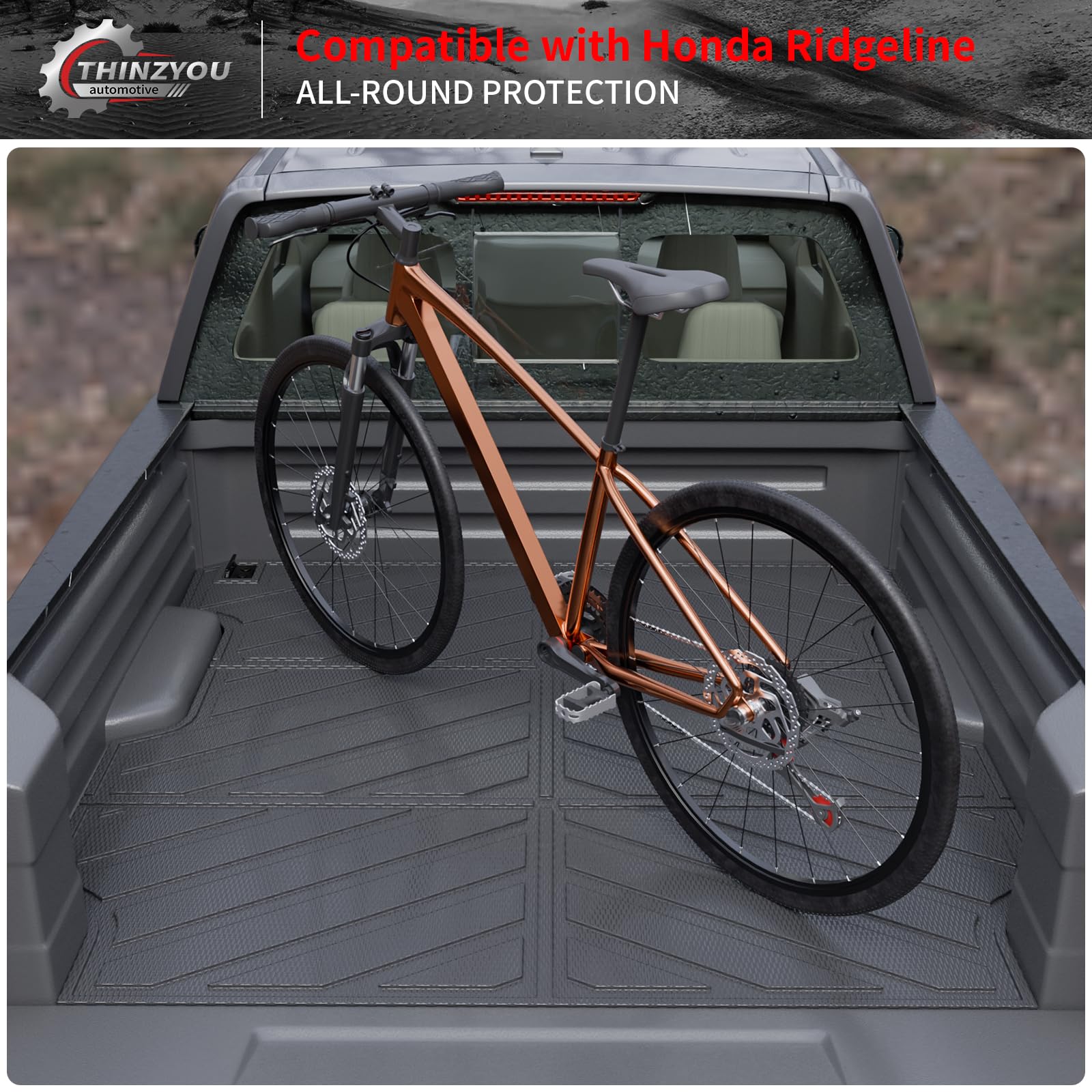 **2017-2025 Honda Ridgeline 5.3FT Bed Mat - Heavy Duty TPE All-Weather Truck Bed Liner - Non-Slip Protection for Cargo & Tools - Perfect for Camping, Hauling & Outdoor Adventures**