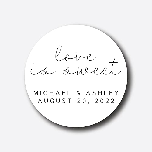 Love Is Sweet Stickers - Wedding Favor Tags, Bridal Shower Stickers & Personalized Thank You Labels for Wedding Favors, Invitations & Gift Boxes - Perfect for DIY Wedding Decorations, Bridal Party Favors & Special Events