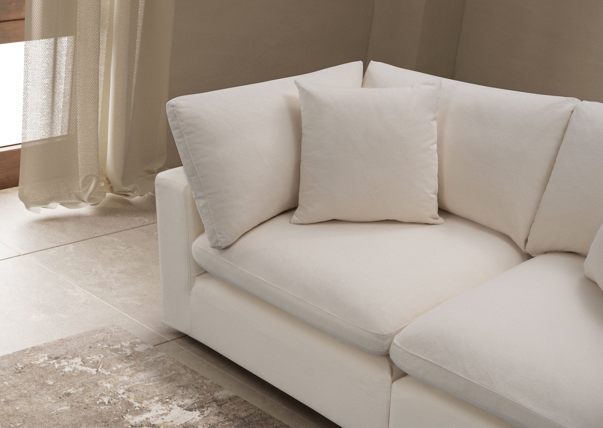 Cali Modular 2 Seater Sofa in Sol Ivory - Modern Sectional Couch for Living Room, Lounge & Small Spaces