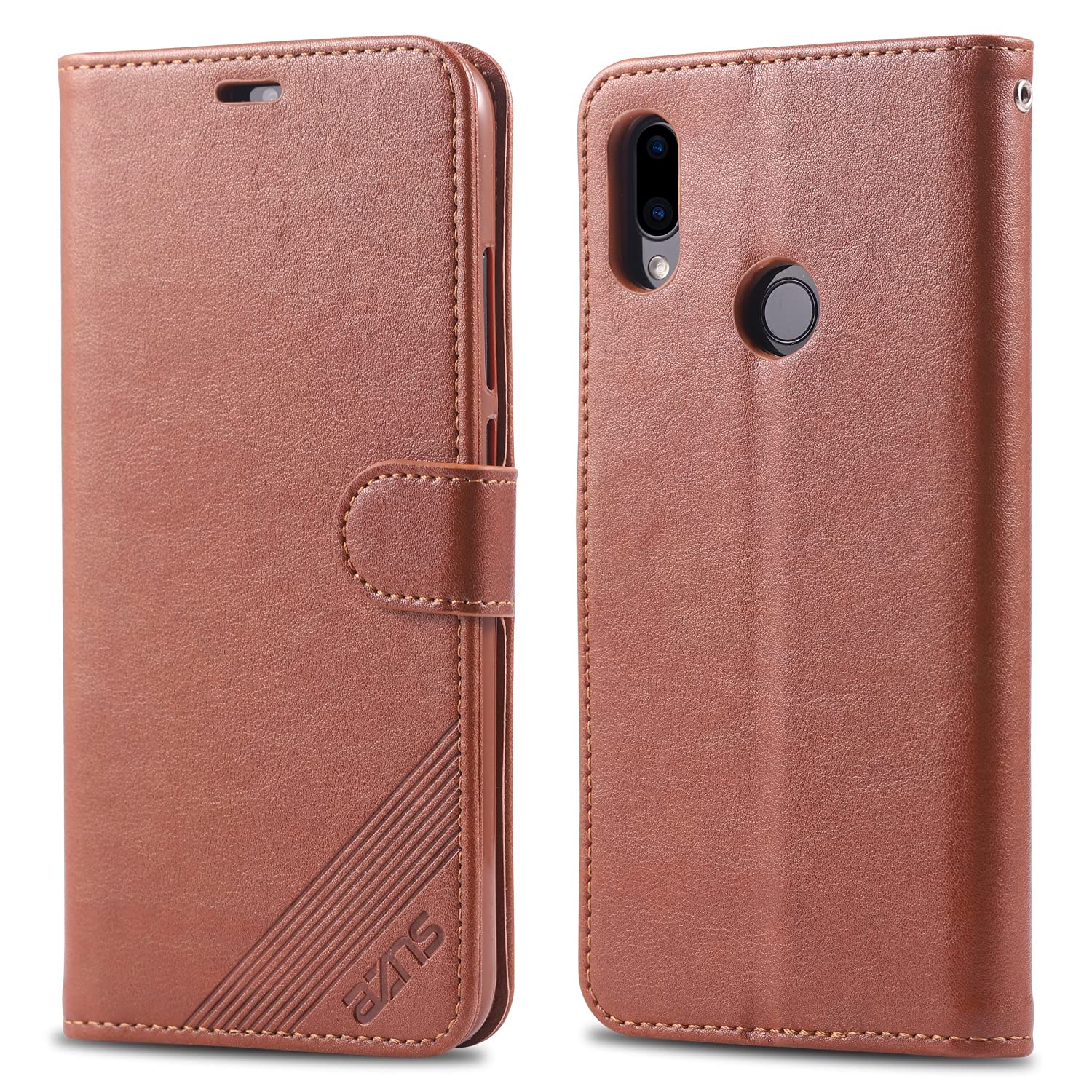 Premium Leather Flip Wallet Case for Xiaomi Redmi Note 7 - Shockproof Protective Phone Cover with Card Slots (Brown) | Perfect for Business, Travel & Everyday Use