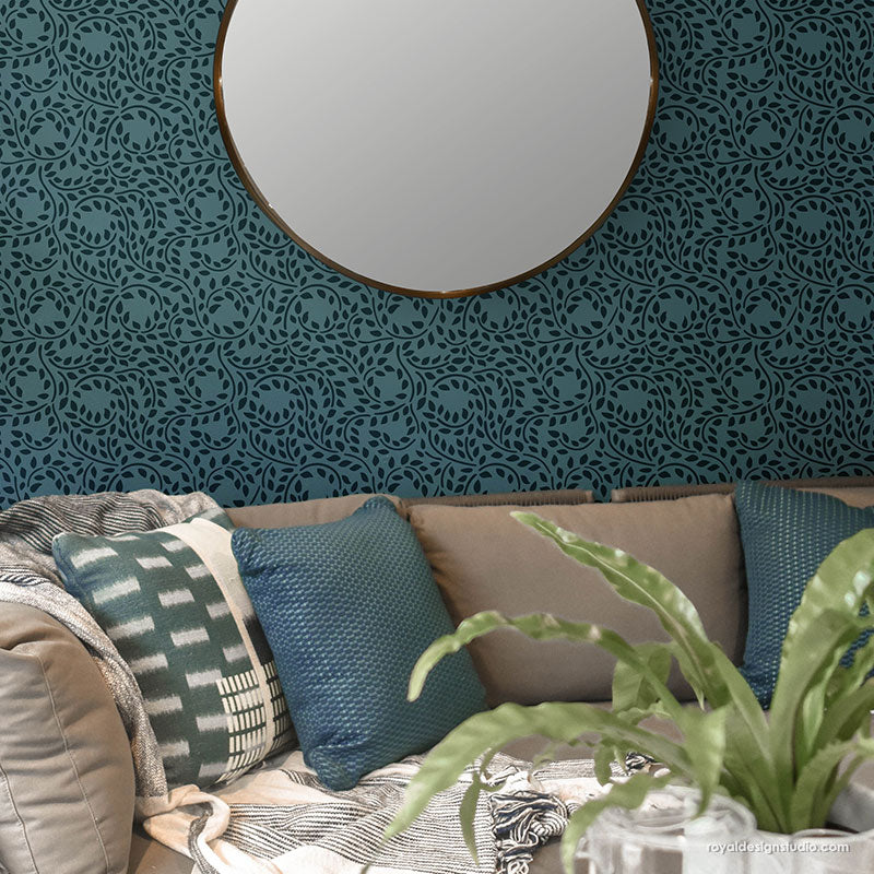 Lacy Leaves Wall Stencil - Reusable DIY Painting Template for Home Decor, Nursery, Bedroom & Living Room Accent Walls | Perfect for Stenciling, Wall Art, and Creative Interior Design Projects
