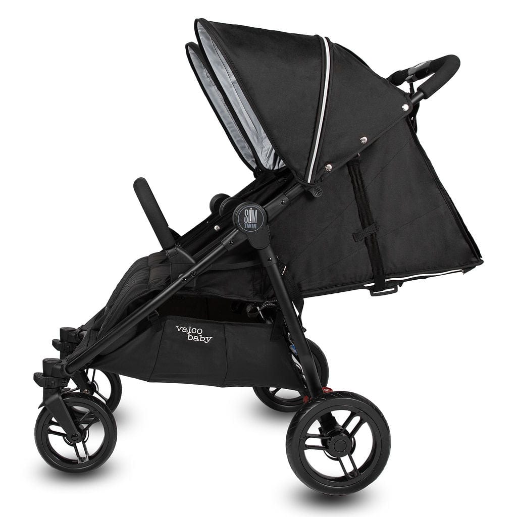 Valco Baby Slim Twin Double Stroller 2024 - Lightweight Compact Side by Side Stroller for Twins, Licorice Black | Perfect for City Walks, Shopping & Travel with Two Kids