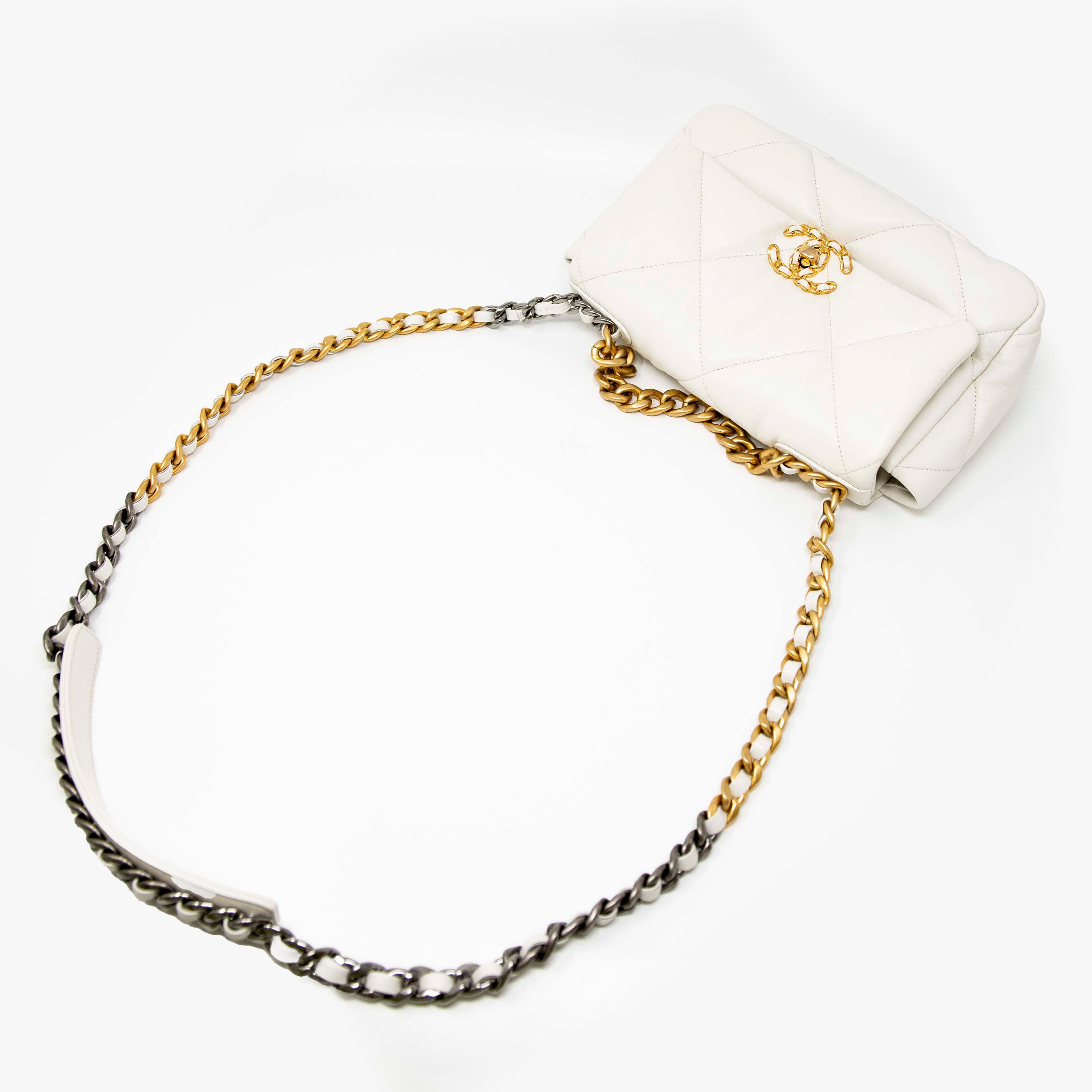 Chanel White Small 19 Flap Bag - Luxury Designer Handbag for Women | Perfect for Everyday Use, Parties & Special Occasions