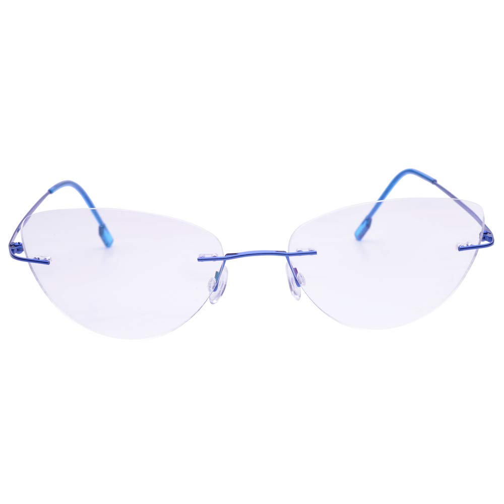 JCerki Cat Eye Transition Reading Glasses - Photochromic Gray Rimless Eyewear for Women | Light Adaptive Lenses for Indoor/Outdoor Reading & Fashion