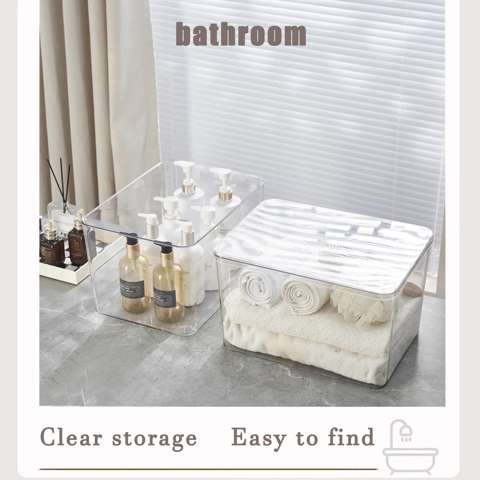 Clear Plastic Storage Bins with Lids - 4 Pack for Snacks, Cosmetics & Organizing