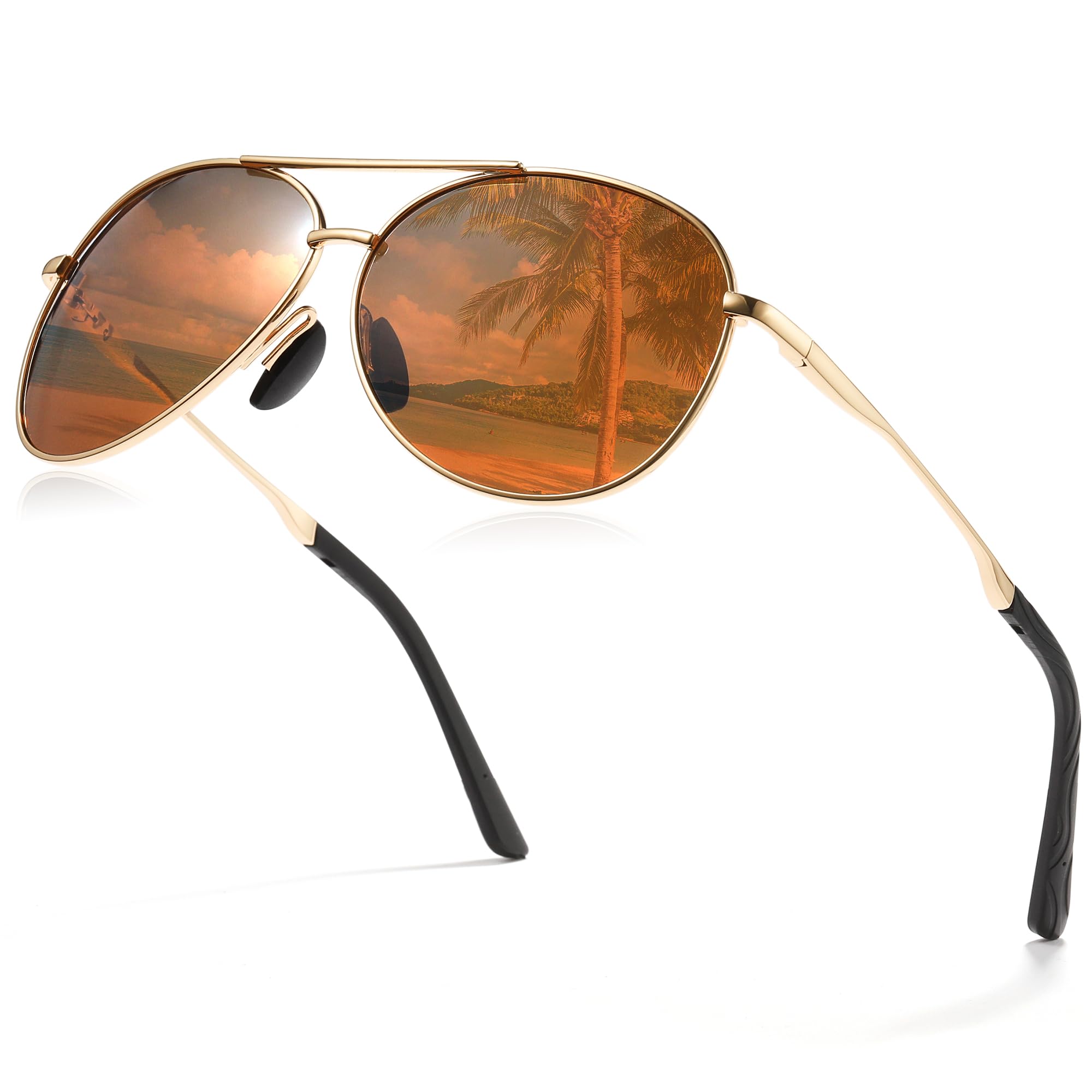Cyxus Polarized Aviator Sunglasses for Men - UV400 Protection, Military Style Pilot Sunglasses for Driving, Hiking & Outdoor Activities - Trendy & Durable (Model 1489)