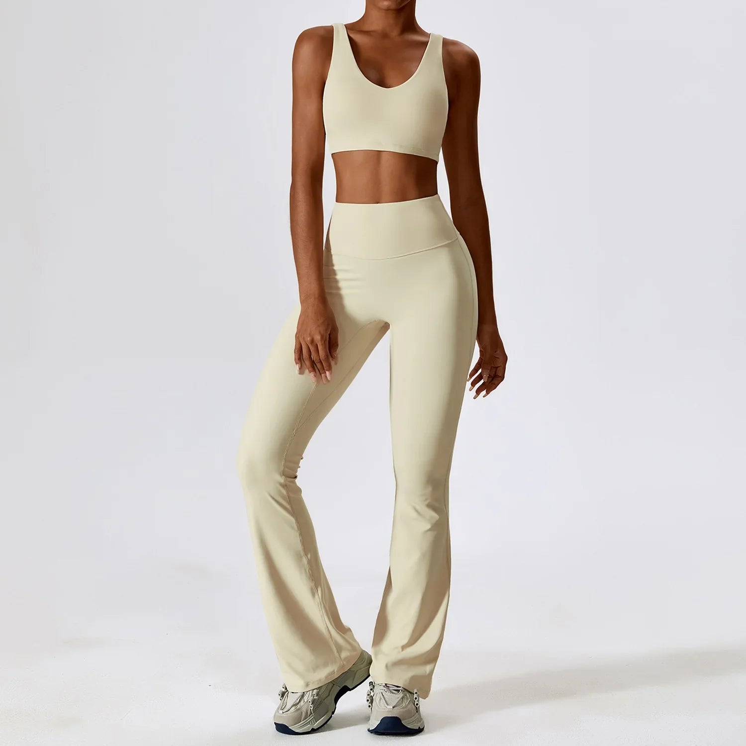 2-Piece Women's Yoga Tracksuit Set - Long Sleeve Crop Top & High Waist Leggings - Gym Workout Sportswear for Fitness, Running & Lounge Wear