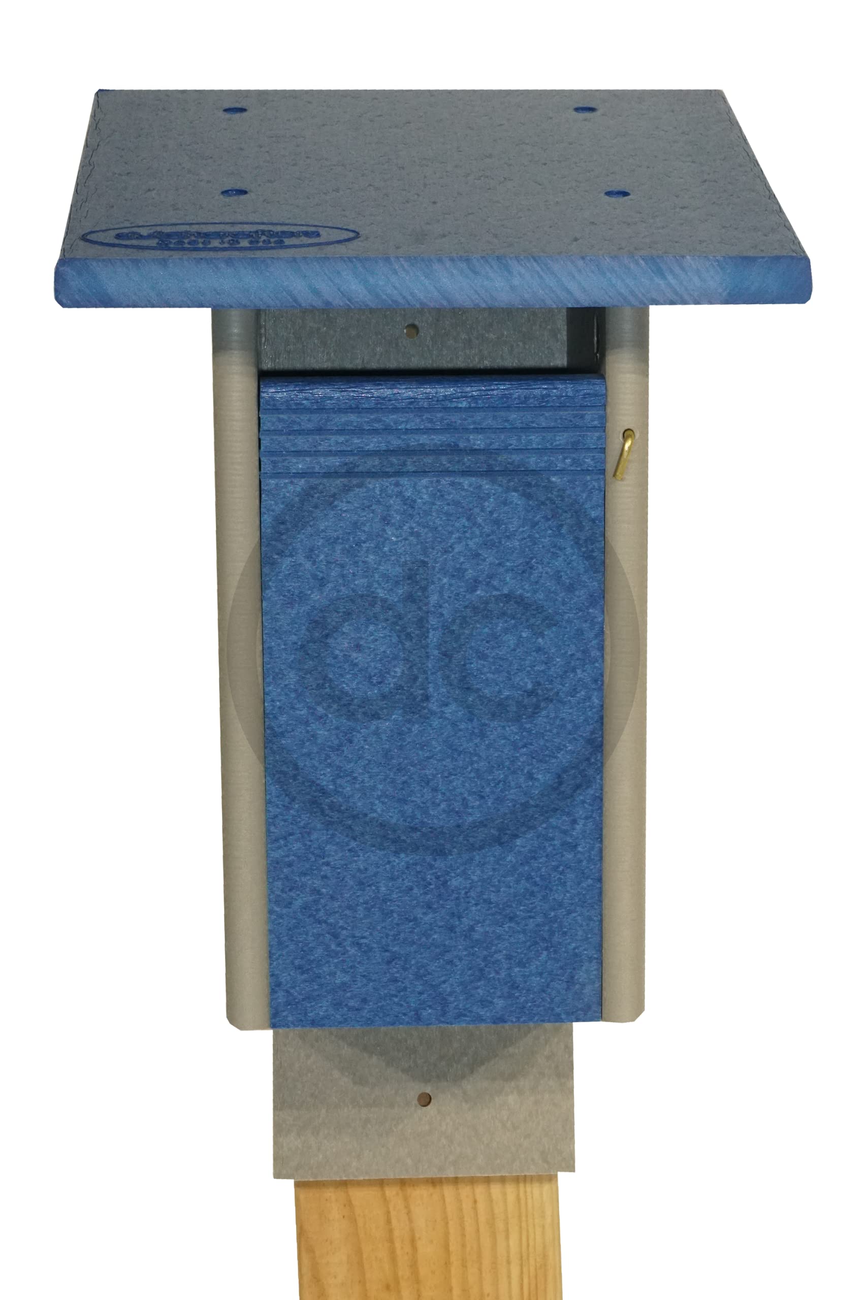 Bluebird Nest Box - Durable Plastic Poly Birdhouse for Outdoor Use | Post or Wall Mount | All-Weather Sparrow-Resistant Design | Handcrafted in USA (Blue & Light Gray) | Perfect for Backyard Birdwatching & Garden Decoration