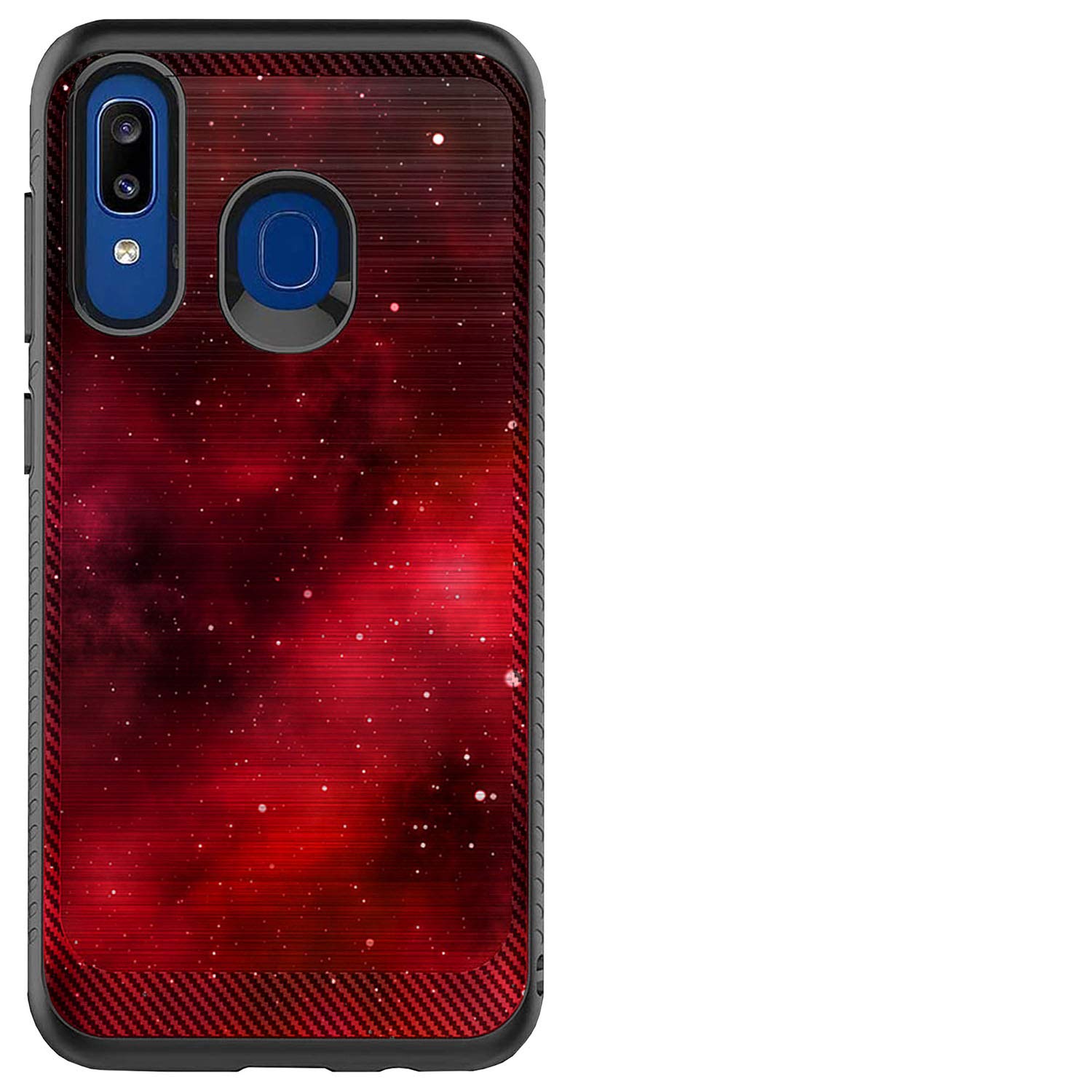 Slim Protective Case for Samsung Galaxy A20 & A30 - Shockproof Hybrid Dual Layer Cover with Embossed Red Galaxy Stars Design | Perfect for Everyday Use, Travel & Outdoor Activities