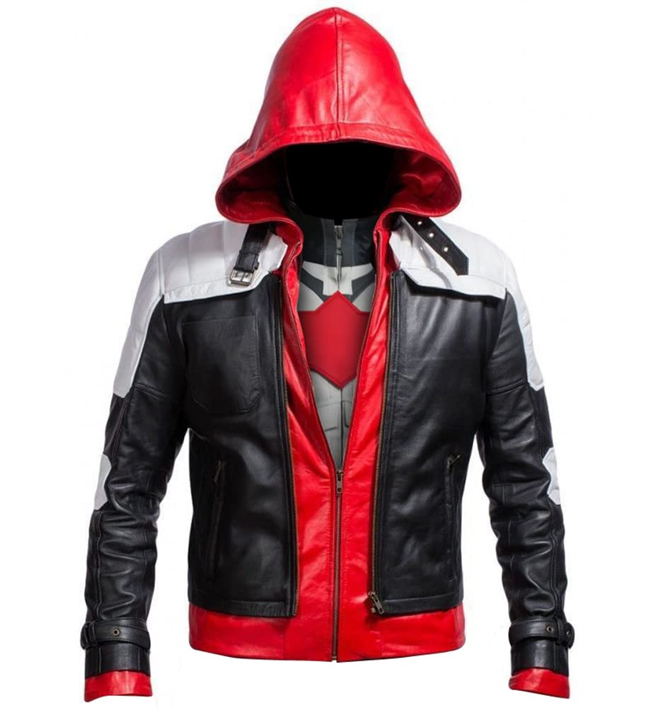 Red Hood Motorcycle Jacket & Vest 2-in-1 - Men's Biker Jacket with Detachable Vest for Riding & Streetwear Fashion | Perfect for Motorcycle Enthusiasts & Urban Style