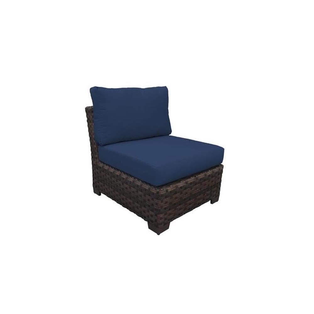 TK Classics Kathy Ireland River Brook 7-Piece Outdoor Wicker Patio Furniture Set in Navy - Perfect for Backyard, Poolside & Garden Relaxation