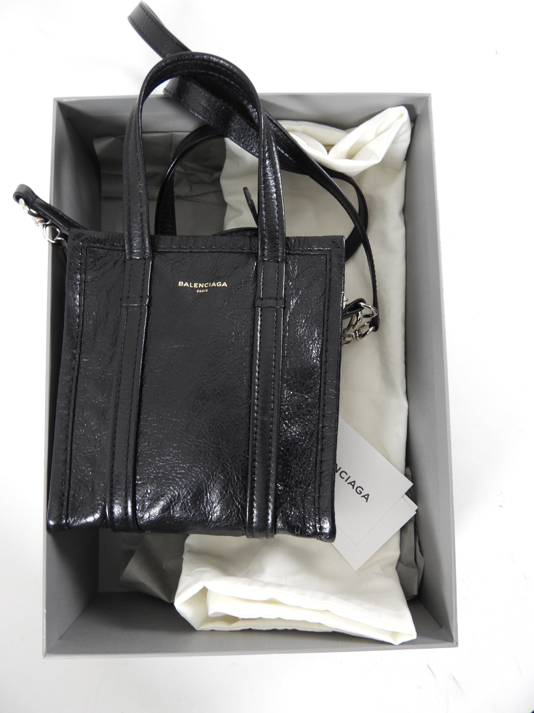 Balenciaga Black XXS Bazar Crossbody Tote Bag for Women - Stylish Mini Shoulder Handbag for Daily Use, Travel & Shopping