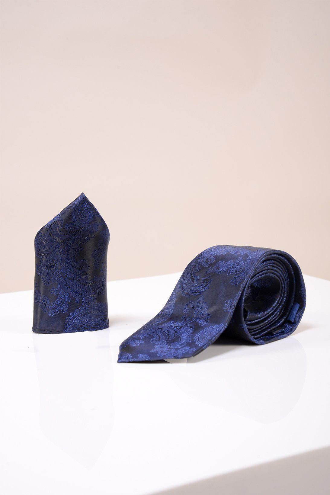 Stylish Navy Paisley Tie and Pocket Square Set for Men - Premium Silk Accessories for Weddings, Business Meetings & Formal Events