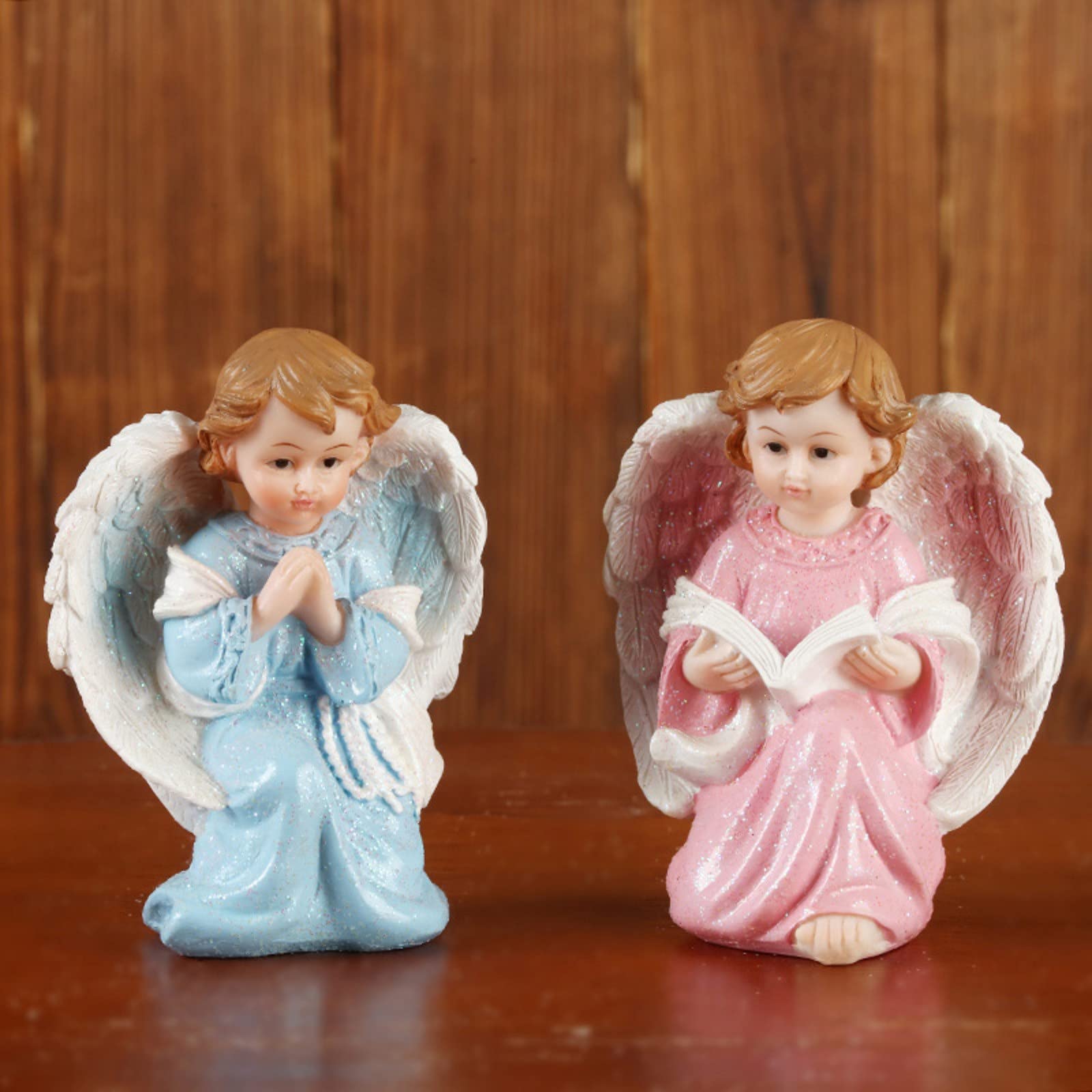 KSHQU Cherub Garden Angel Resin Statue - Outdoor & Indoor Decorative Sculpture for Home, Garden, and Patio Decor (Multicolor) - Perfect for Yard, Lawn, and Living Room Decoration