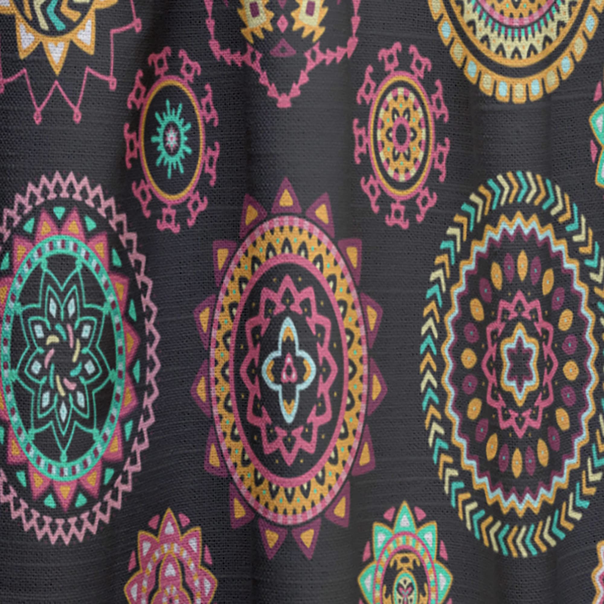 DesignQ Geometric Round Ethnic Pattern Blackout Curtains - Thermal Insulated Single Panel (52x95 inches) for Bedroom & Living Room - Modern Home Decor, Noise Reducing & Light Blocking Window Treatments