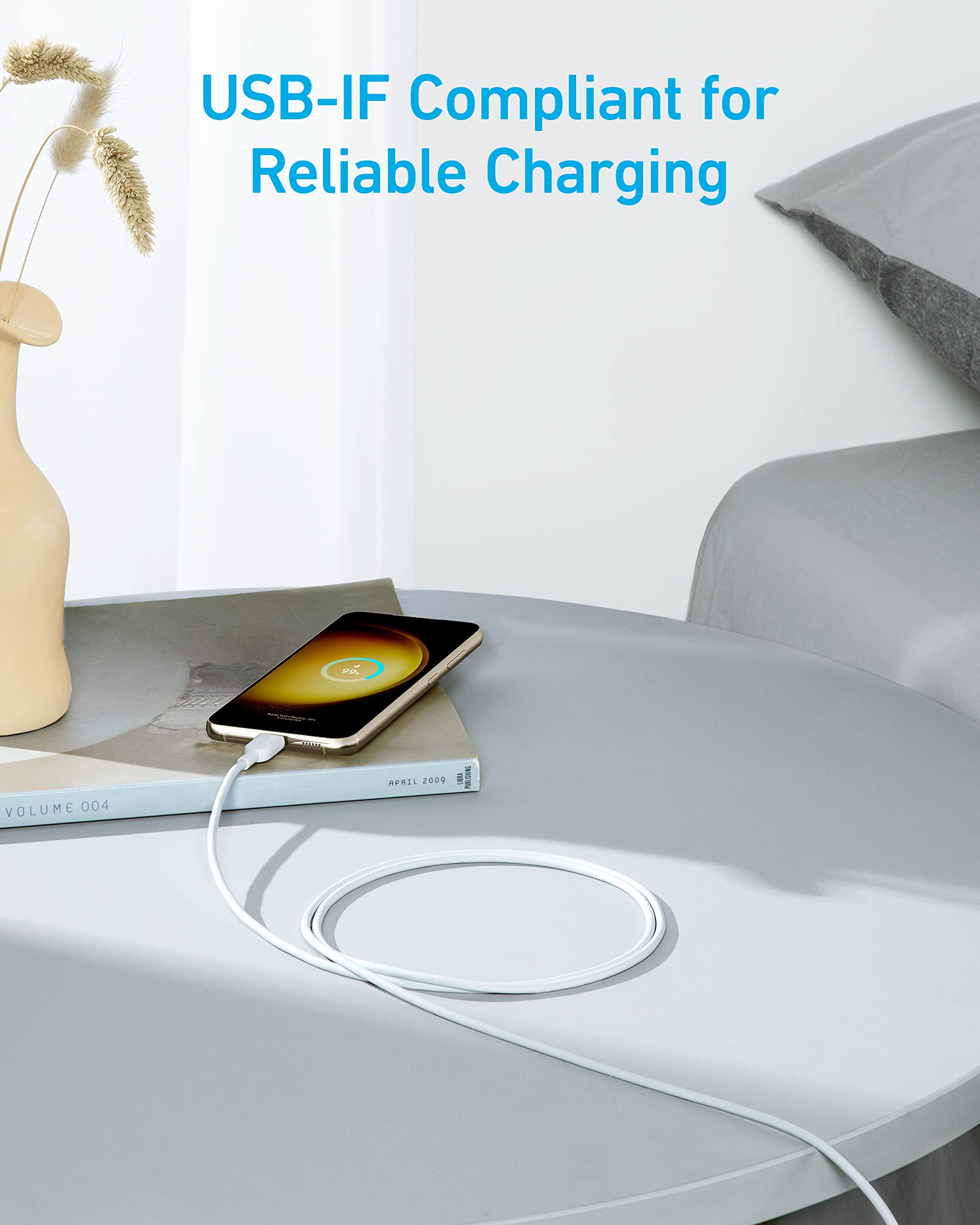 Anker USB C to USB C Cable 6ft (60W 3A Fast Charging) - Compatible with Samsung Galaxy S23, iPad Pro 2021, MacBook Pro 2020, Nintendo Switch - Durable USB 2.0 Charger Cord for Home, Office & Travel