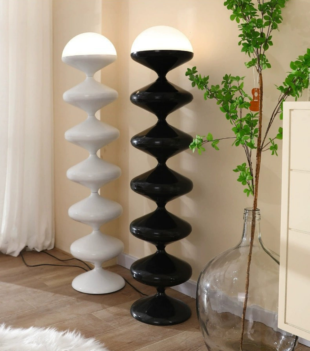 Modern Pull Gourd Floor Lamp - Adjustable Height LED Standing Light for Living Room, Bedroom & Office - Warm White/Cool White Dimmable Reading Light with Remote Control - Perfect for Cozy Nights, Home Decor & Workspace Lighting