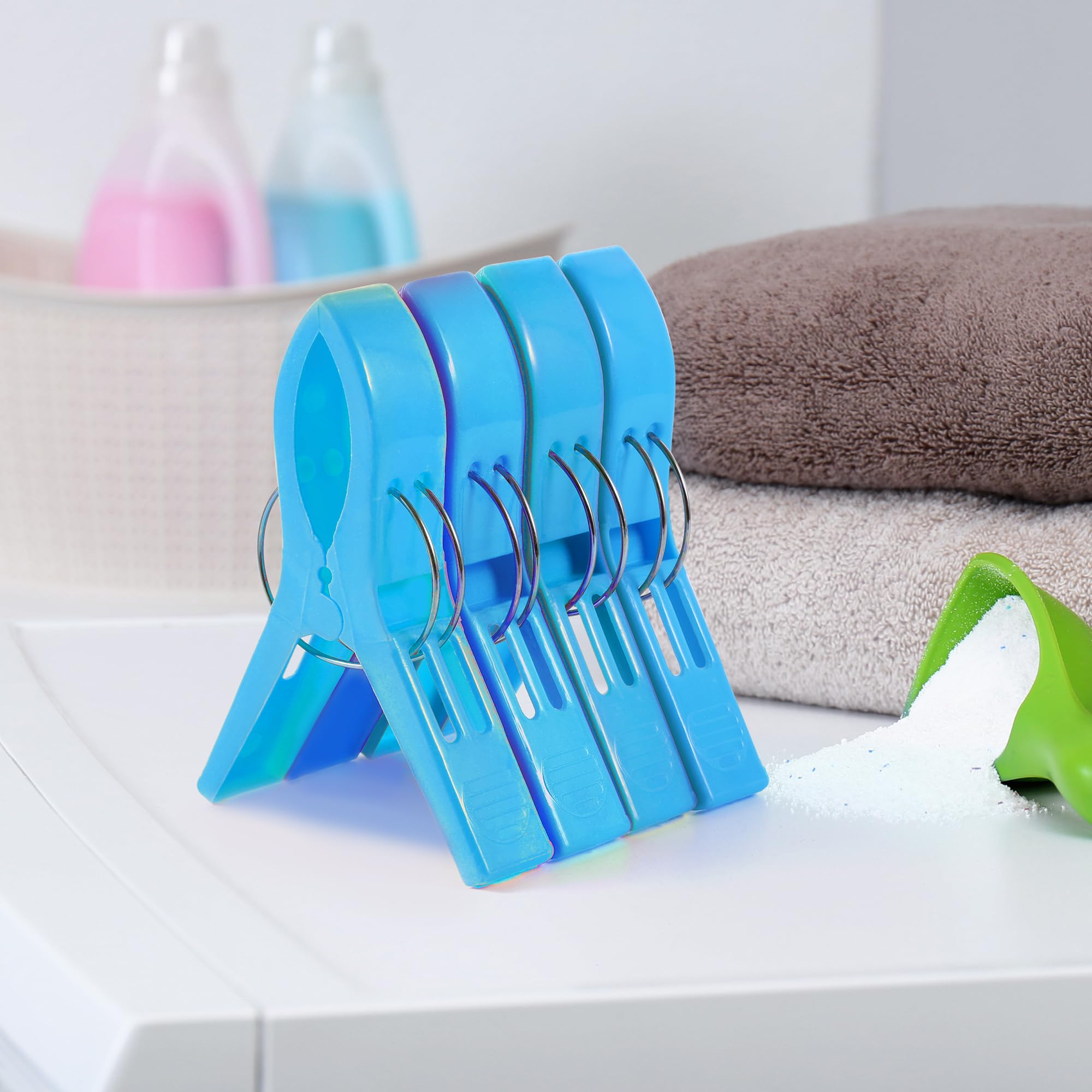 JABINCO 8-Pack Beach Towel Clips - Heavy Duty Plastic Chair Clamps for Pool, Lounge & Outdoor Use - Secure Towels, Blankets & Clothes on Chairs