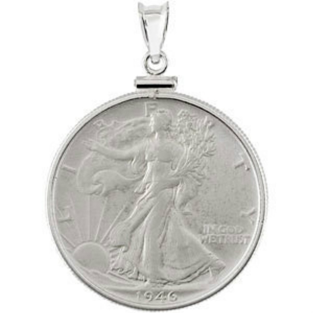 Authentic Sterling Silver Walking Liberty Half Dollar Coin Set in Elegant Sterling Silver Frame - Perfect for Coin Collectors, Gifts & Home Decor