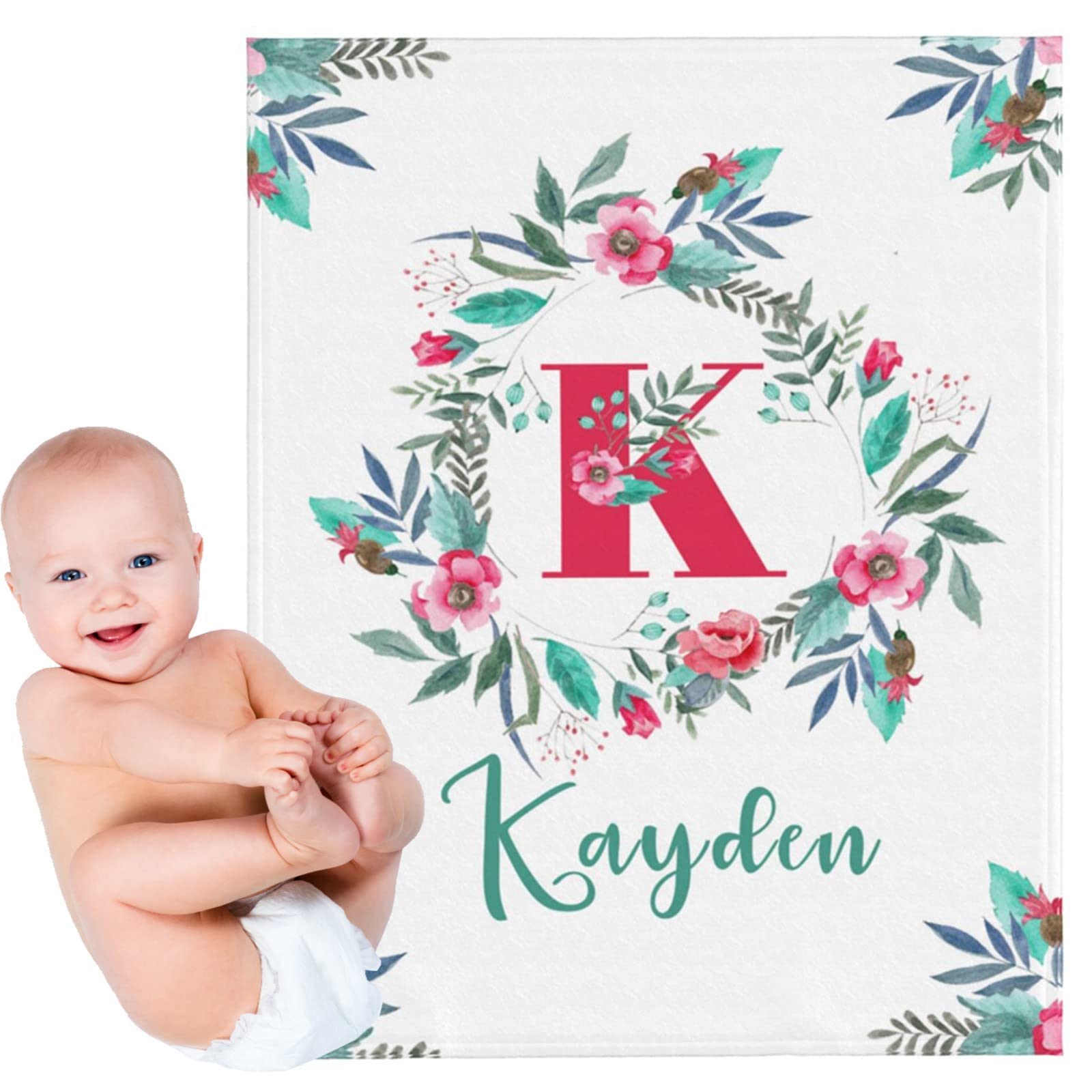 Personalized Baby Blankets with Name - Soft Monogrammed Swaddling Blankets for Newborn Boys & Girls - Custom Baby Shower Gifts - Perfect for Nursery, Photo Shoots & Travel