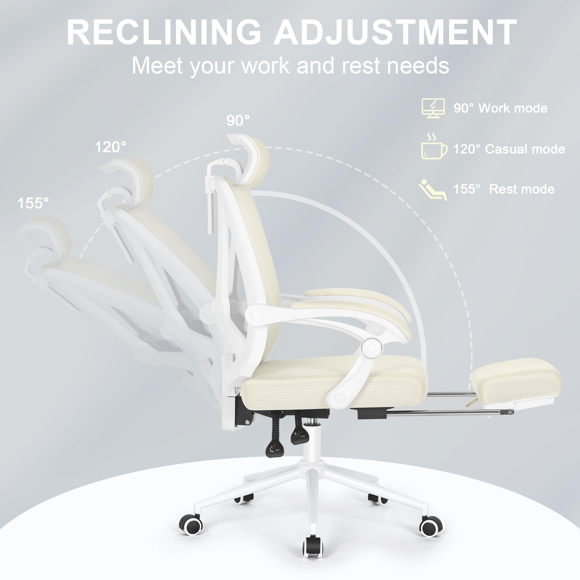 Ergonomic Office Chair with Footrest & Adjustable Lumbar Support - High Back Computer Chair with Headrest - Comfortable Executive Desk Chair for Home & Office Workspaces - Perfect for Long Hours of Sitting, Gaming, and Remote Work