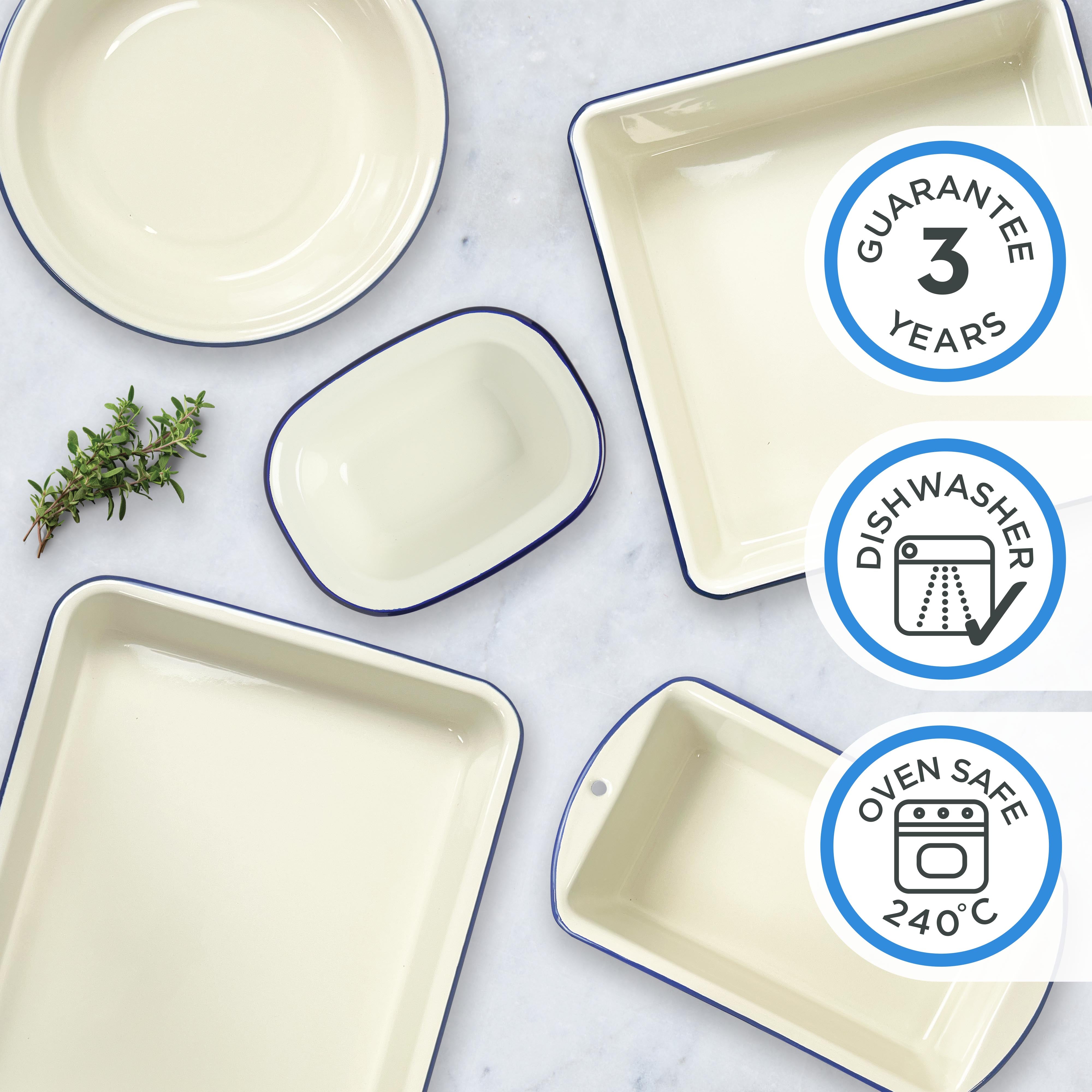 1L Enamel Baking Tray - Durable Oven Safe Cookware for Cookies, Roasting & Meal Prep | Perfect for Home Baking, Camping & Holiday Cooking