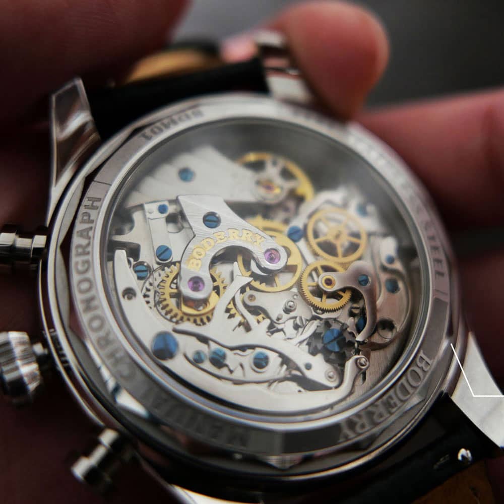 Premium Navy Blue Mechanical Chronograph Watch with Domed Sapphire Crystal - Luxury Dress Watch for Men, Business & Formal Occasions