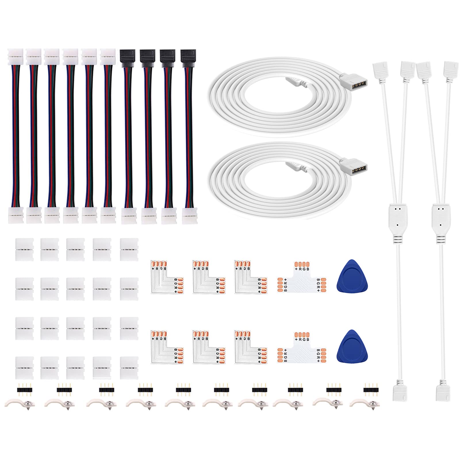 5050 RGB LED Strip Connectors 4 Pin - 10mm L Shape LED Light Connector Kit for Indoor/Outdoor Decoration, Home Theater & DIY Lighting Projects