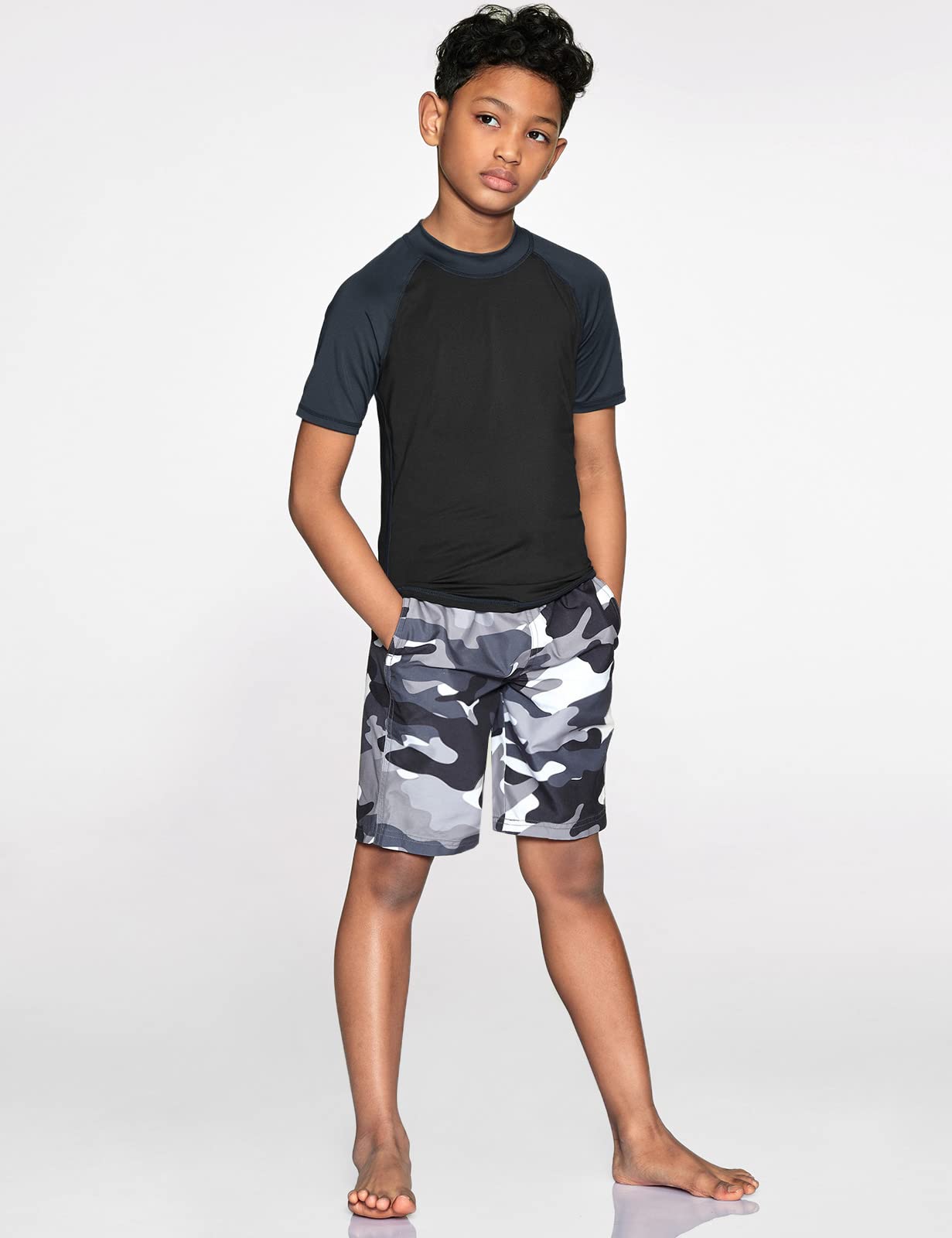 TSLA UPF 50+ Kids Sun Protection Rash Guard - UV/SPF Short Sleeve Swim Shirt for Boys & Girls - Perfect for Surfing, Swimming & Beach Activities