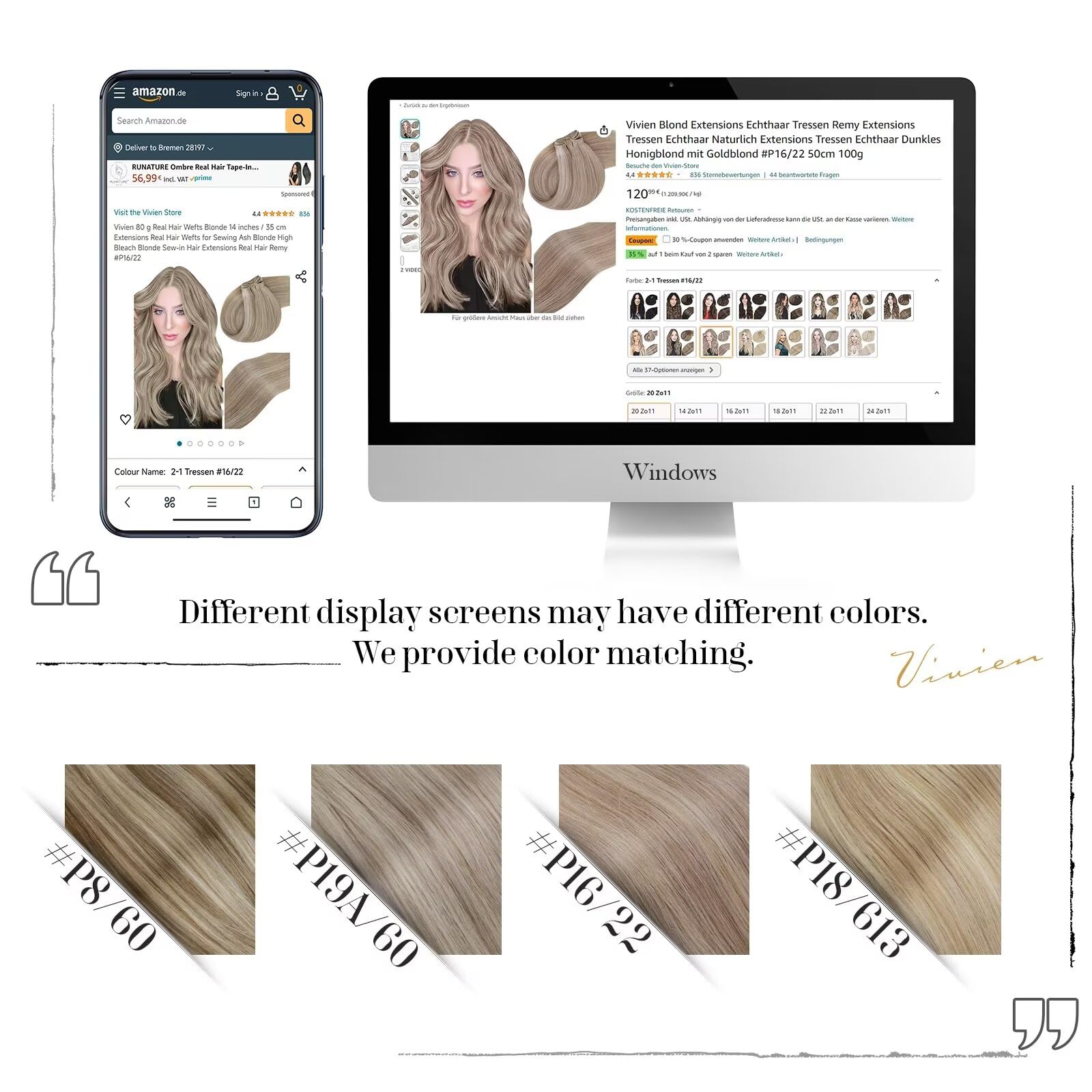 20 Inch 80G Blonde Human Hair Extensions - Golden Blonde & Light Blonde Sew-in Weft, 100% Real Human Hair, Straight & Thick Full Head Weft for Natural Look | Perfect for Parties, Weddings & Daily Styling