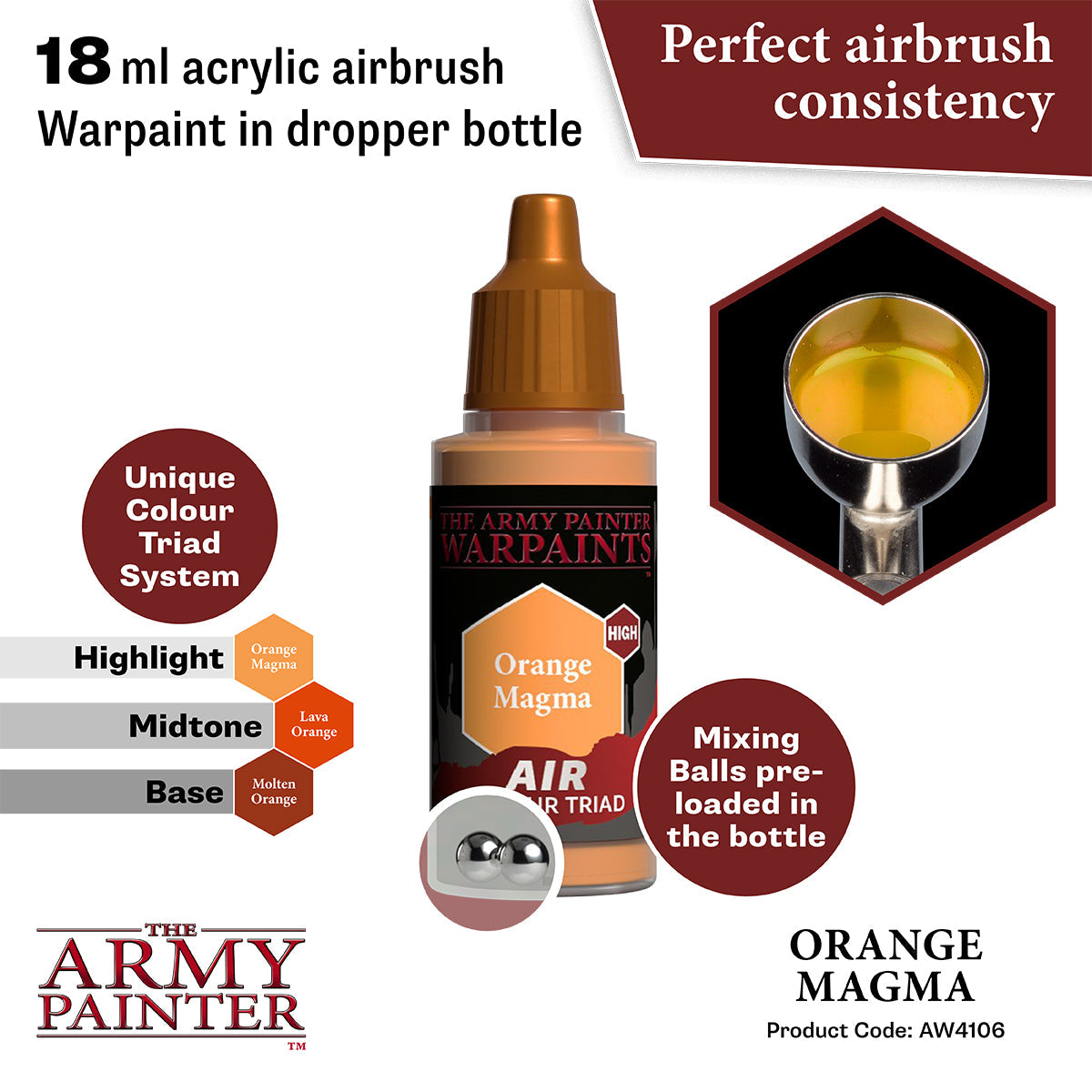Warpaints Air: Orange Magma - Premium Water-Based Face Paint for Halloween, Cosplay & Body Art - Safe for Kids & Adults - Perfect for Costume Parties, Festivals & Theatrical Makeup
