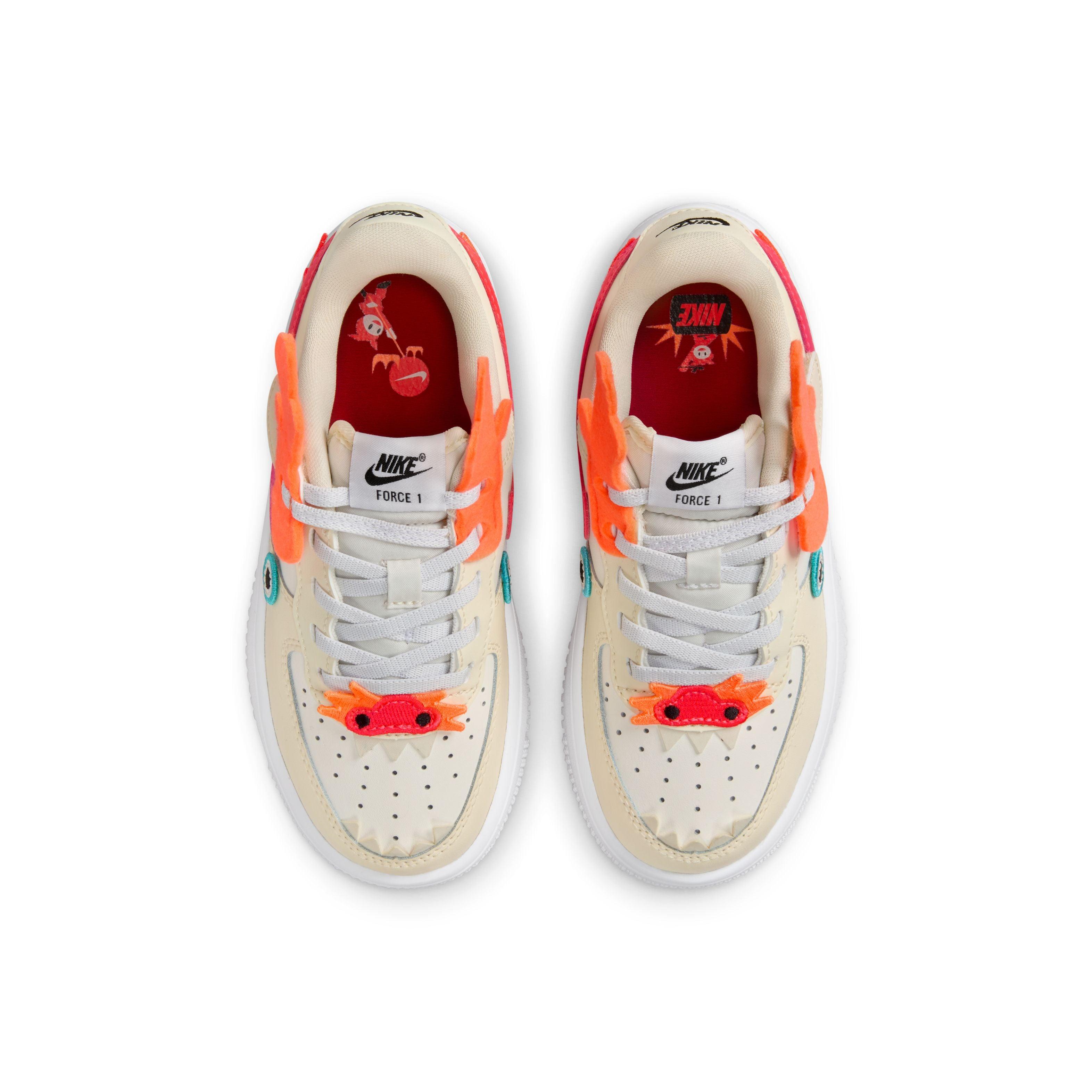 Nike Kids Force 1 Low LV8 EasyOn 'Year of the Dragon' Sneakers - Lightweight Basketball Shoes for Boys & Girls with Easy On/Off Design - Perfect for School, Playground & Dragon Year Celebrations