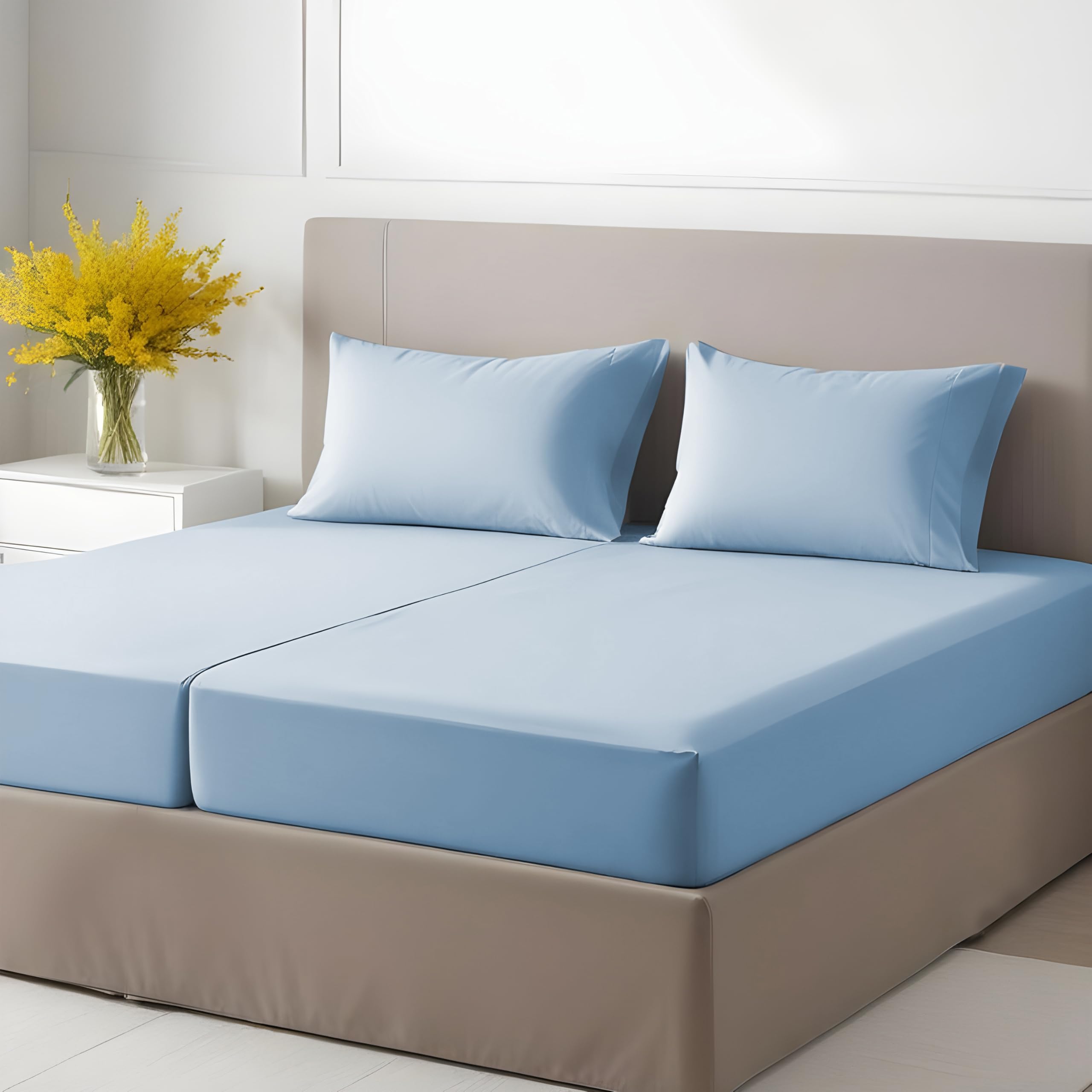 Luxury 100% Supima Cotton Twin Sheet Set - 3 Piece 1200 Thread Count Bedding Set with 16