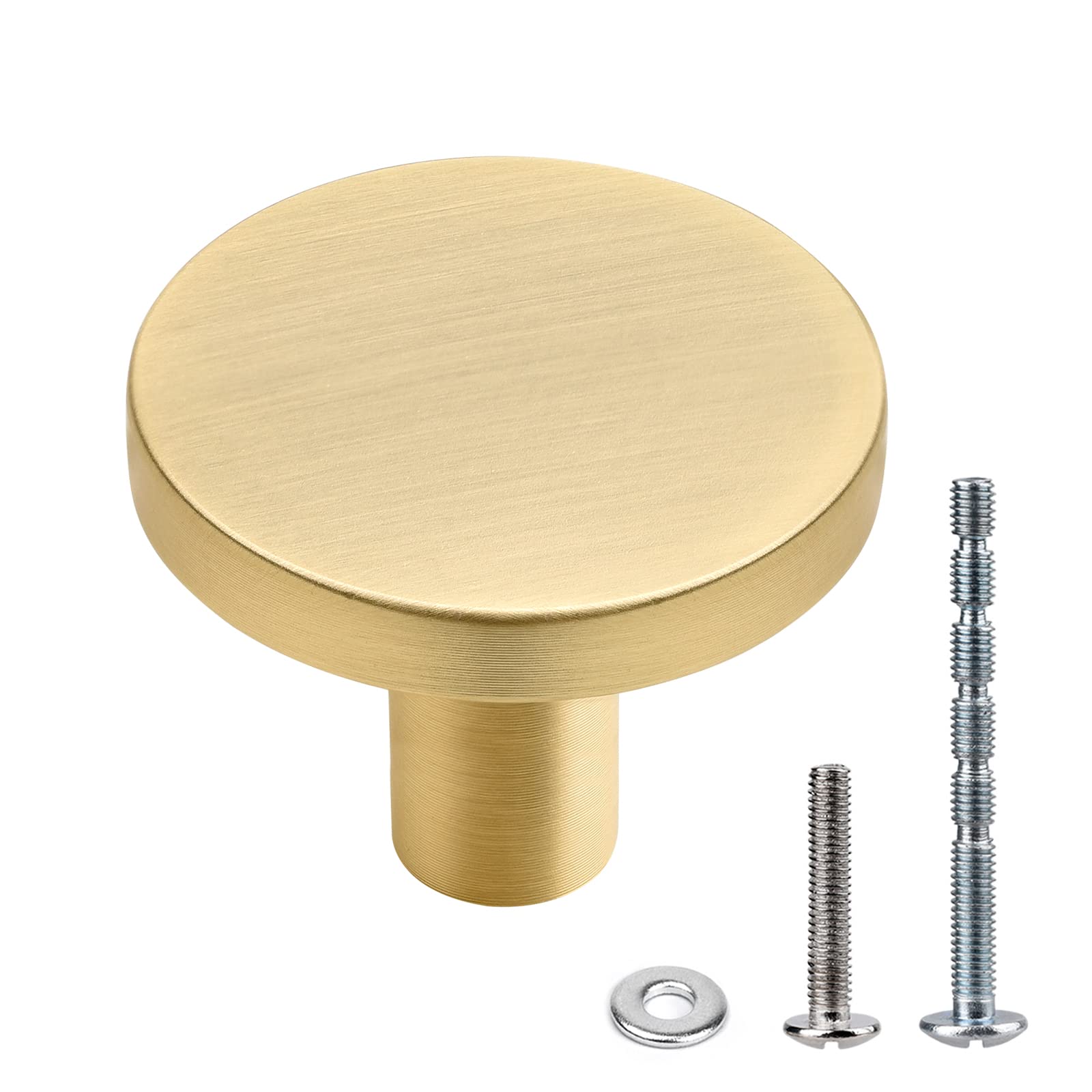 WEAVERBIRD 4-Pack Round Cabinet Knobs Brushed Gold Finish - Premium Zinc Alloy Kitchen Cabinet Hardware for Drawers & Cupboards | Perfect for Home Renovation, DIY Projects & Furniture Upgrades