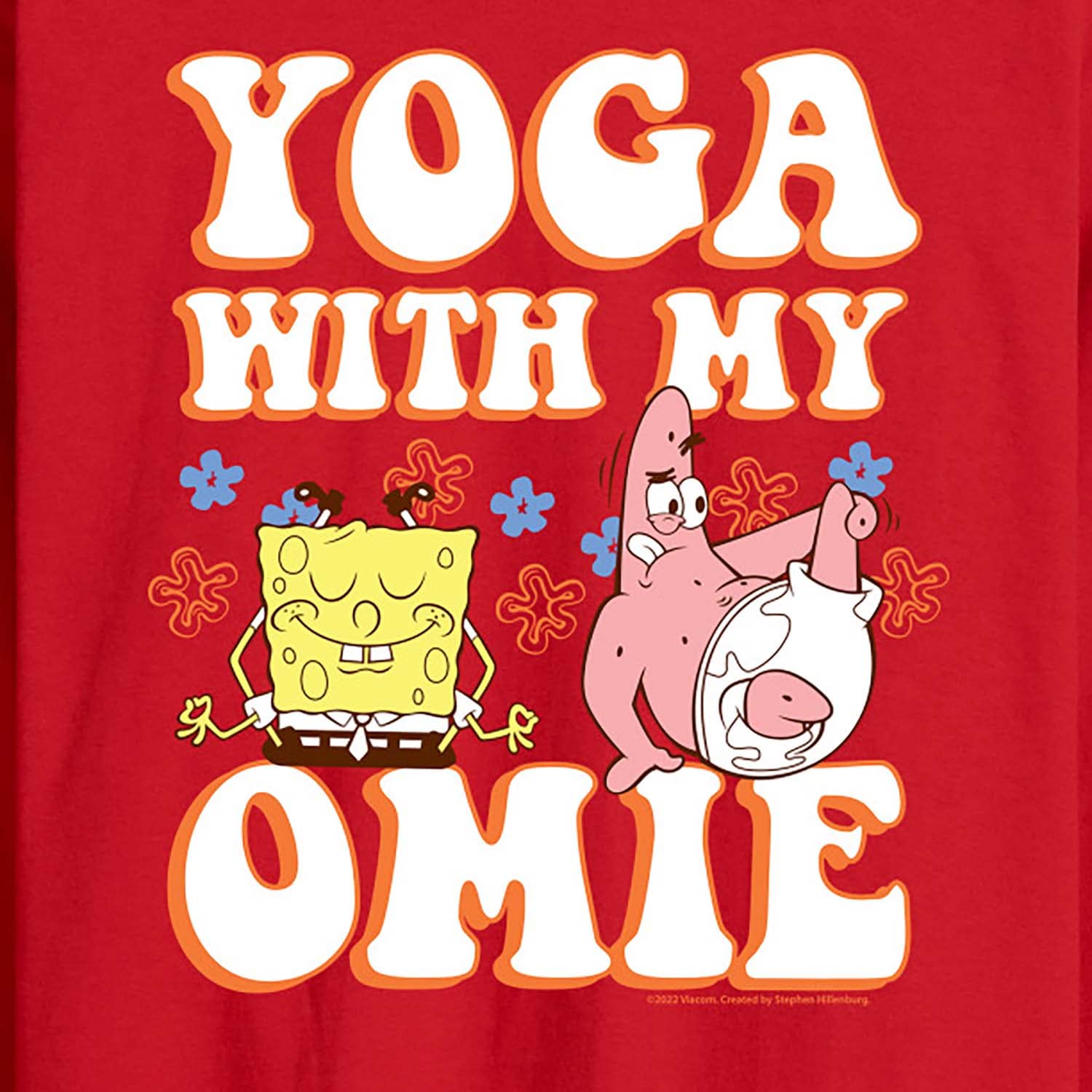 HYBRID APPAREL Spongebob Squarepants Yoga with My Omie Men's Long Sleeve T-Shirt - Soft Cotton Tee for Yoga, Gym & Casual Wear - Funny Cartoon Graphic Shirt for Fans