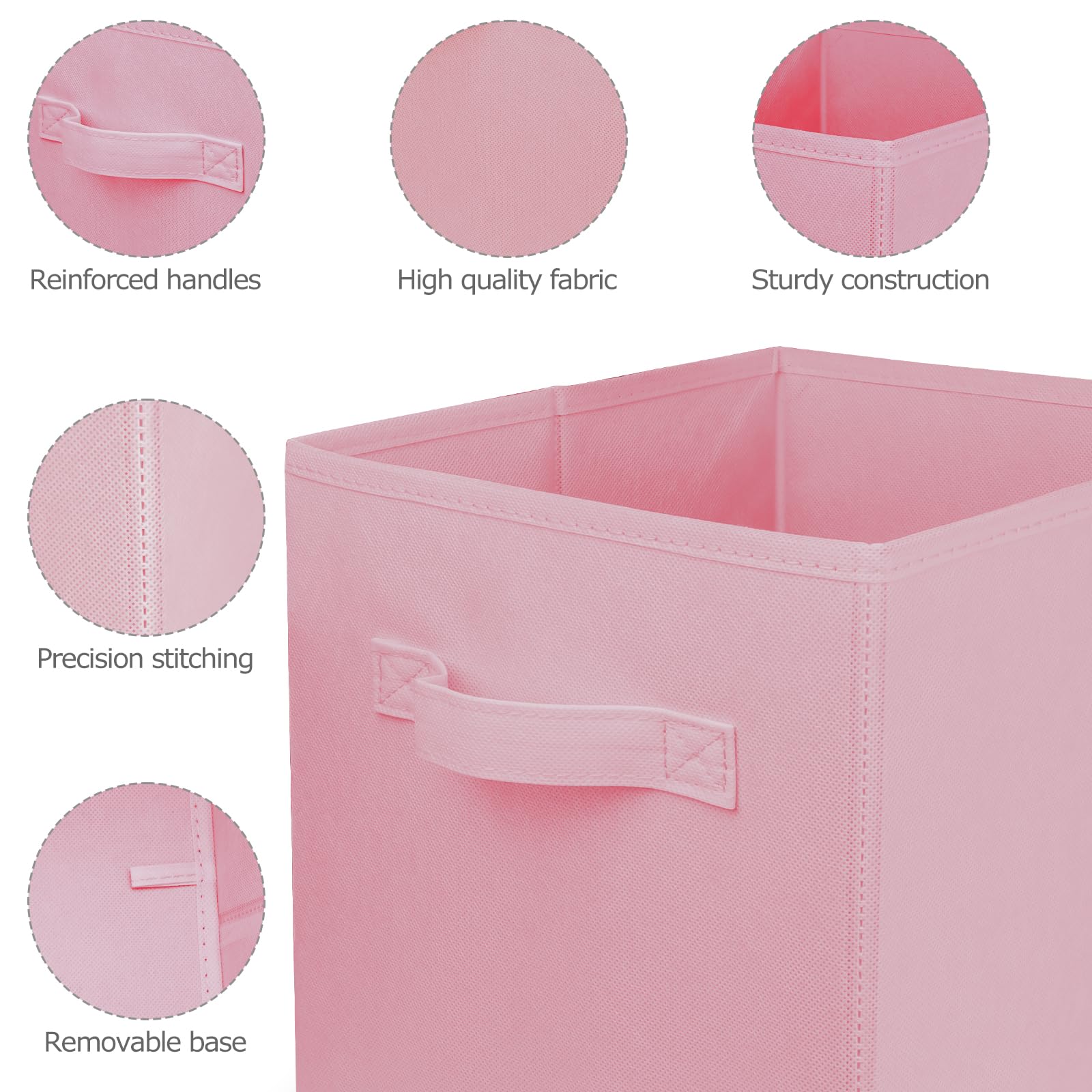 2 Pack 10.5 Inch Collapsible Fabric Storage Cubes - Foldable Organizer Bins for Closet, Shelves, Office & Home Organization - Space Saving Storage Solution (Pink) - Perfect for Bedroom, Kids Room & Dorm Organization