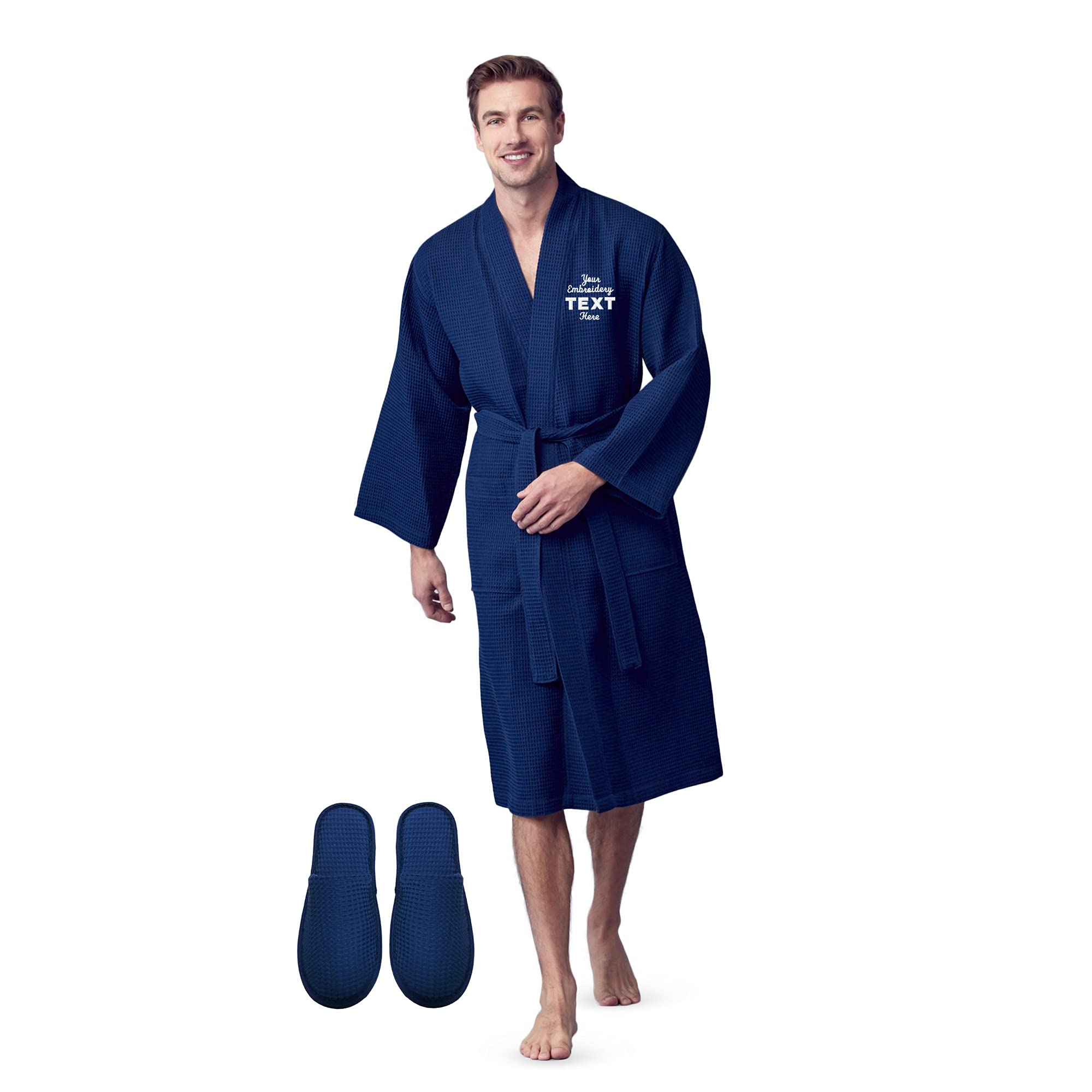 Premium Men's Cotton Waffle Bathrobe - Ultra Soft Spa Robe for Men | Luxury Linen Lounge Wear for Home, Hotel & Relaxation