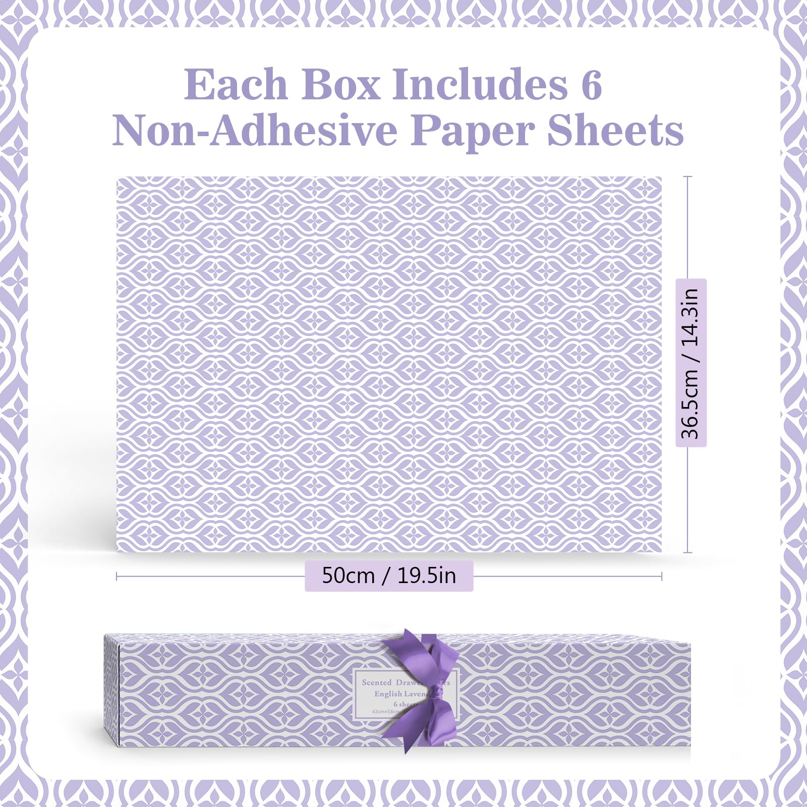 SCENTORINI Lavender Scented Drawer Liners - 6 Pack Fragrant Non-Adhesive Paper Sheets | Fresh Home & Closet Organizer for Dressers, Wardrobes, Cabinets | Perfect for Bedroom, Bathroom & Laundry Room Storage