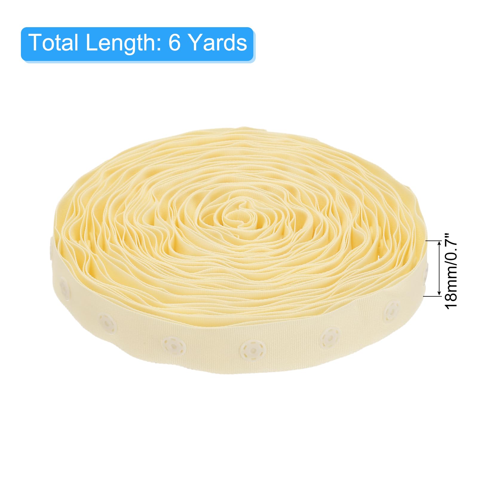 MECCANIXITY 6 Yard Cotton Snap Button Tape for Sewing - Heavy Duty Fastener Trim for DIY Clothing, Fabric Crafts & Home Decor (Beige) | Perfect for Jackets, Bags, Baby Clothes & Quilting Projects