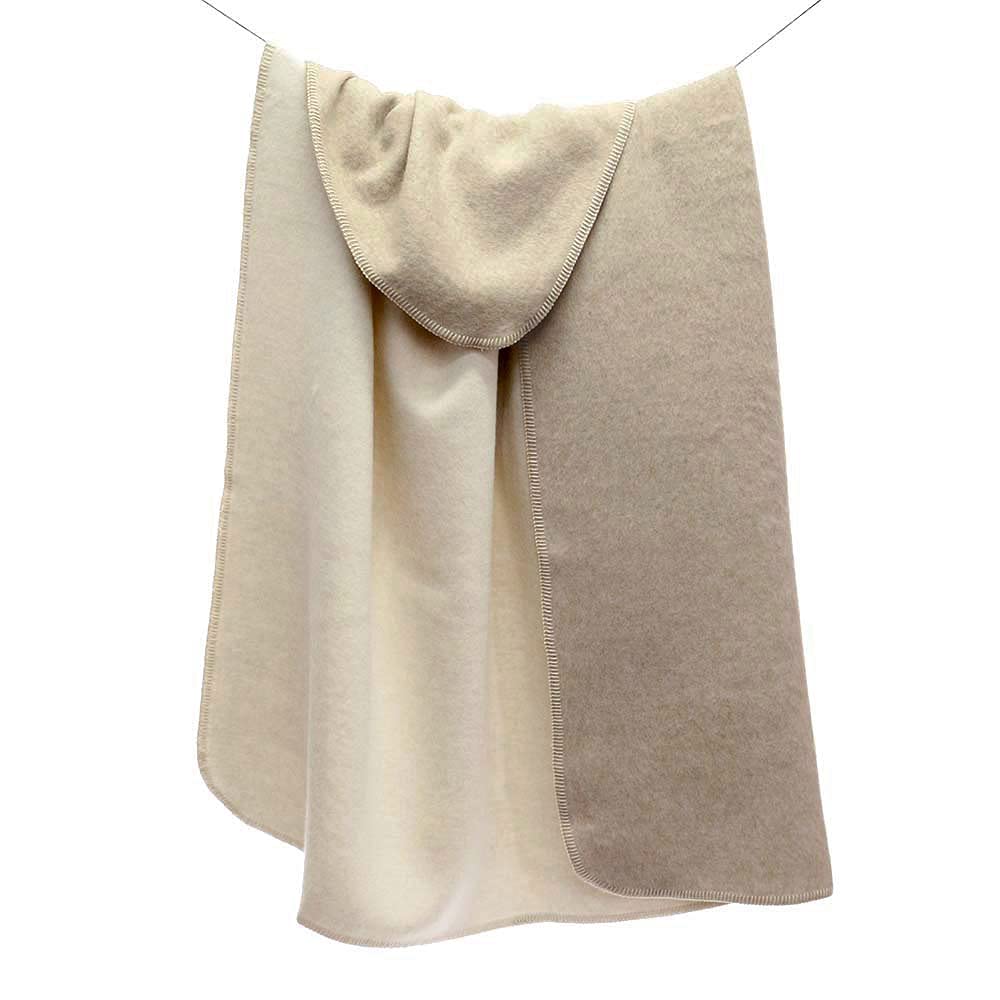 Premium 100% Natural Alpaca Wool & Cotton Blanket - Undyed Eco-Friendly Warm Thick Reversible Bicolor Design 80
