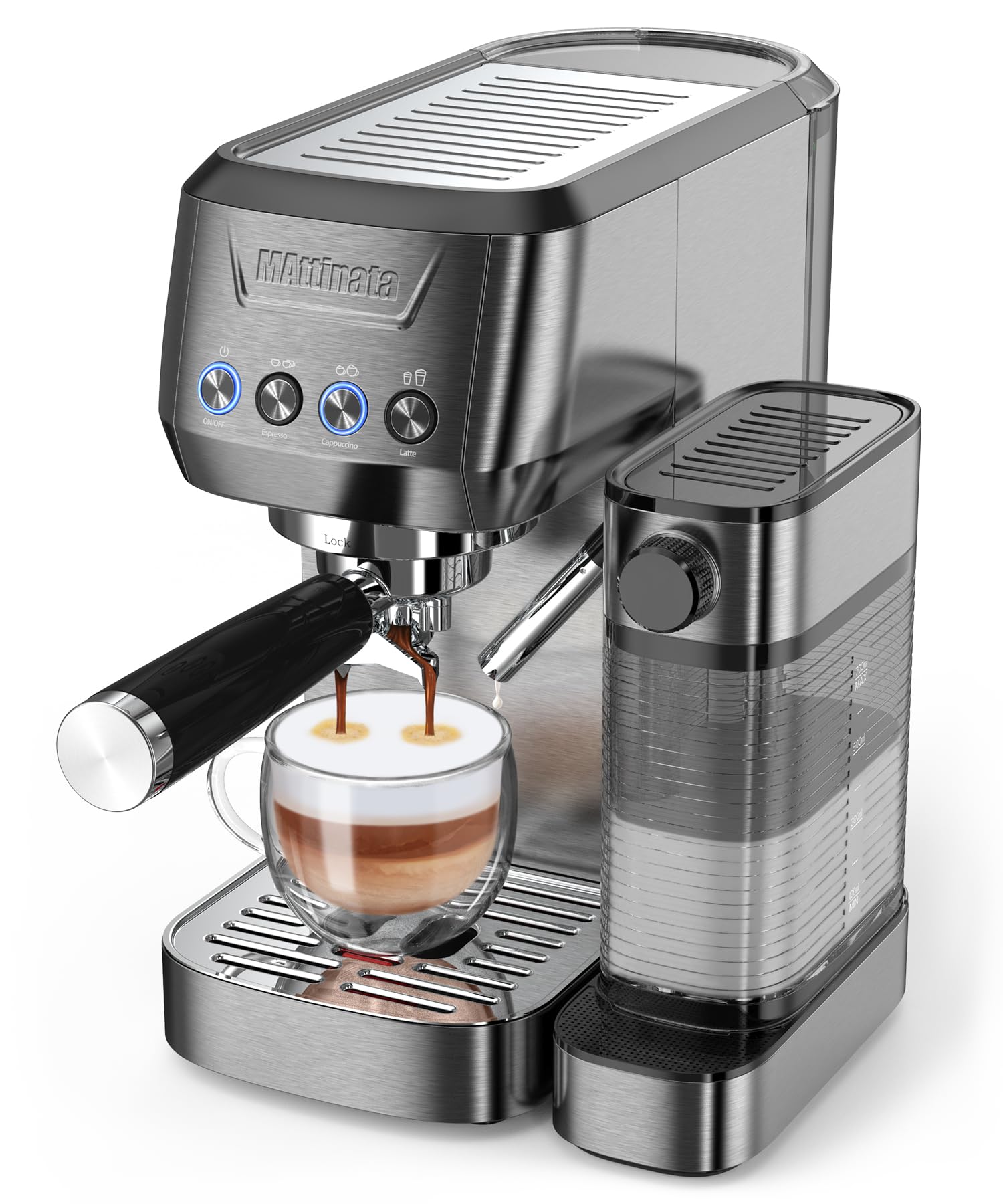 20 Bar Espresso Machine with Milk Frother - Stainless Steel Home Cappuccino Maker with 2.0L Automatic Milk Tank | Perfect for Coffee Lovers & Entertaining Guests