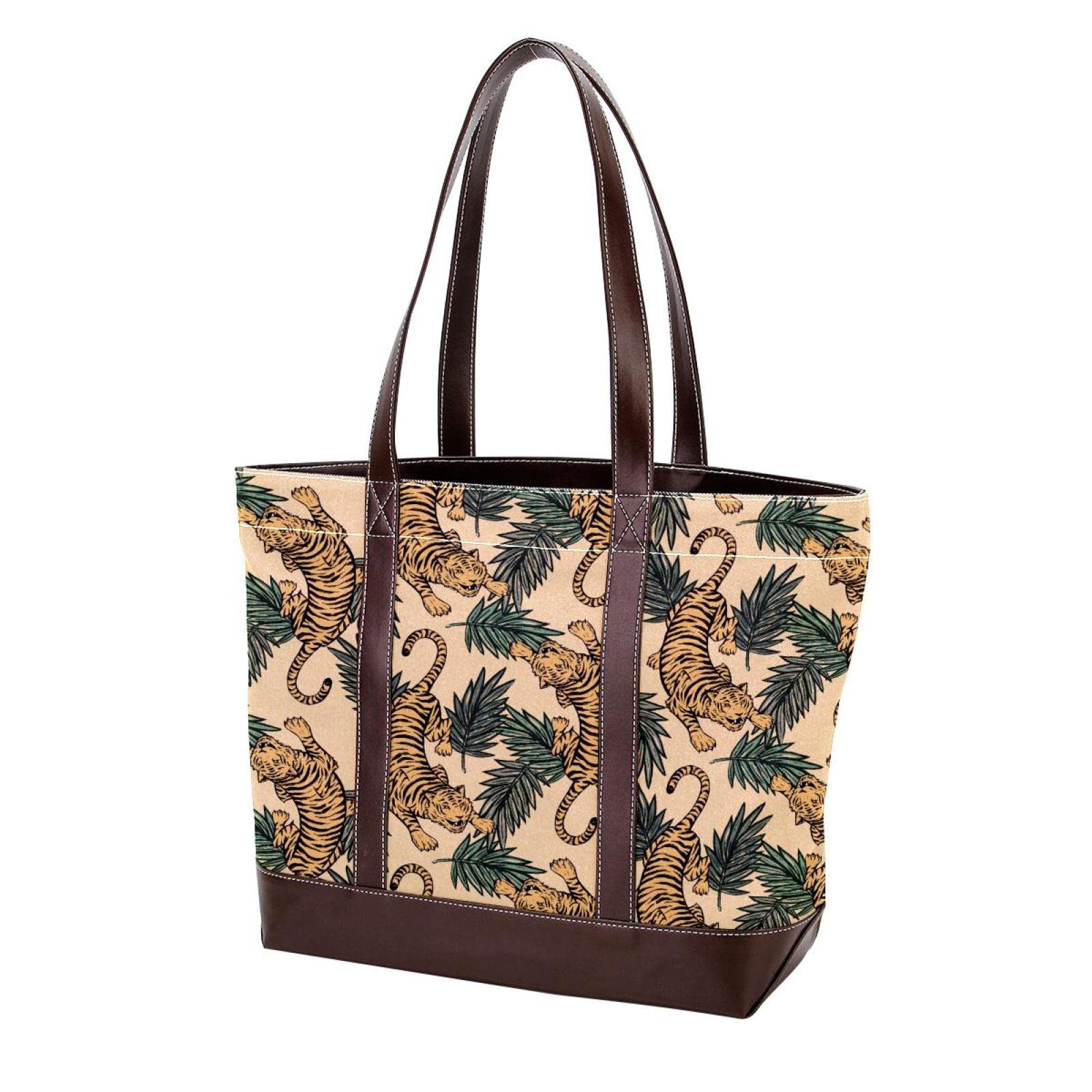 Stylish Large Cartoon Cat Tote Bag - Genuine Leather & Canvas Women's Shoulder Bag with Top Handle, Perfect for Work, Shopping & Travel Accessories