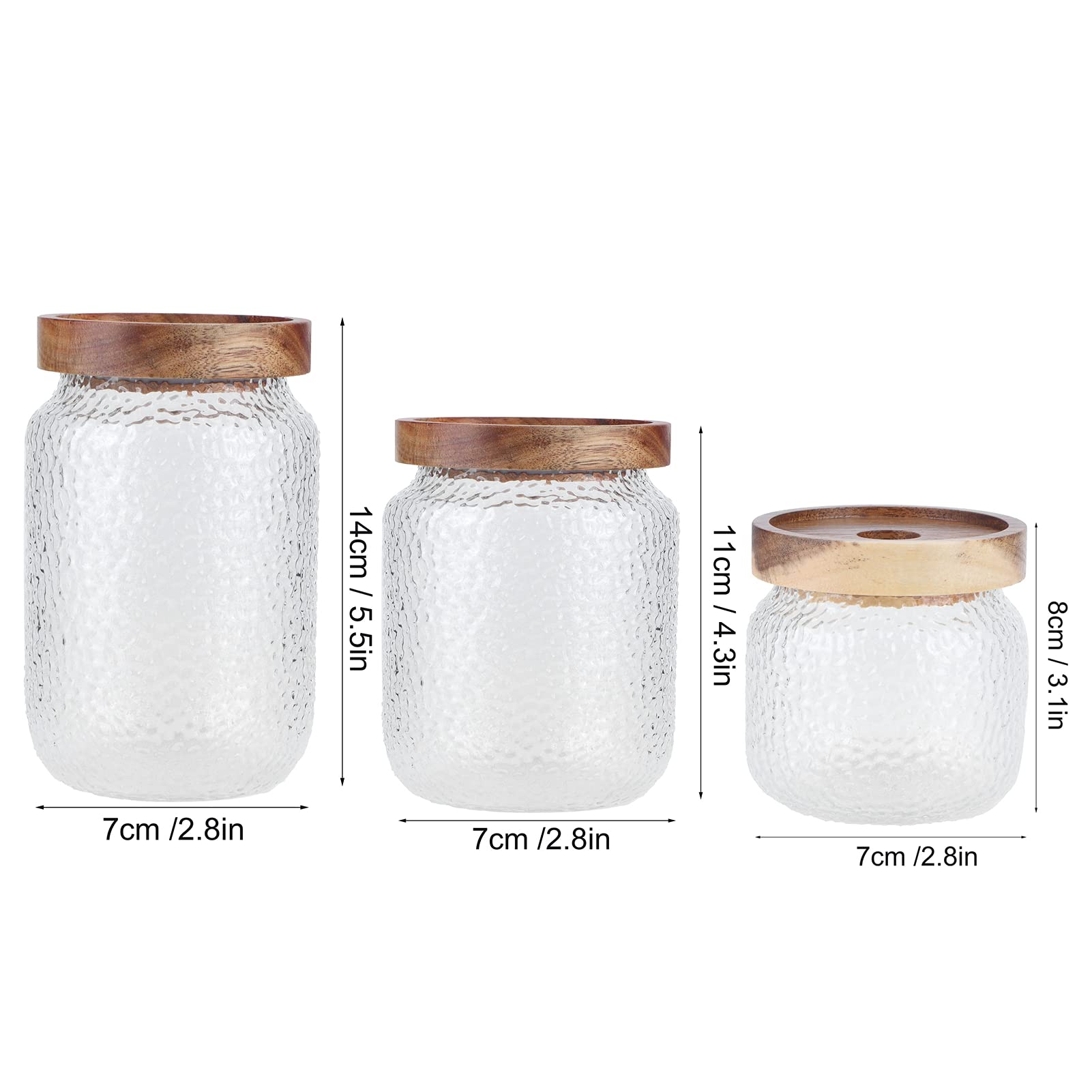 Premium Glass Jar Set with Airtight Wooden Lid - 20oz Wide Mouth Storage Canisters for Coffee Beans, Snacks, Nuts, Salt & Honey - Perfect for Kitchen Pantry Organization & Coffee Bar Display (20x12x12cm)